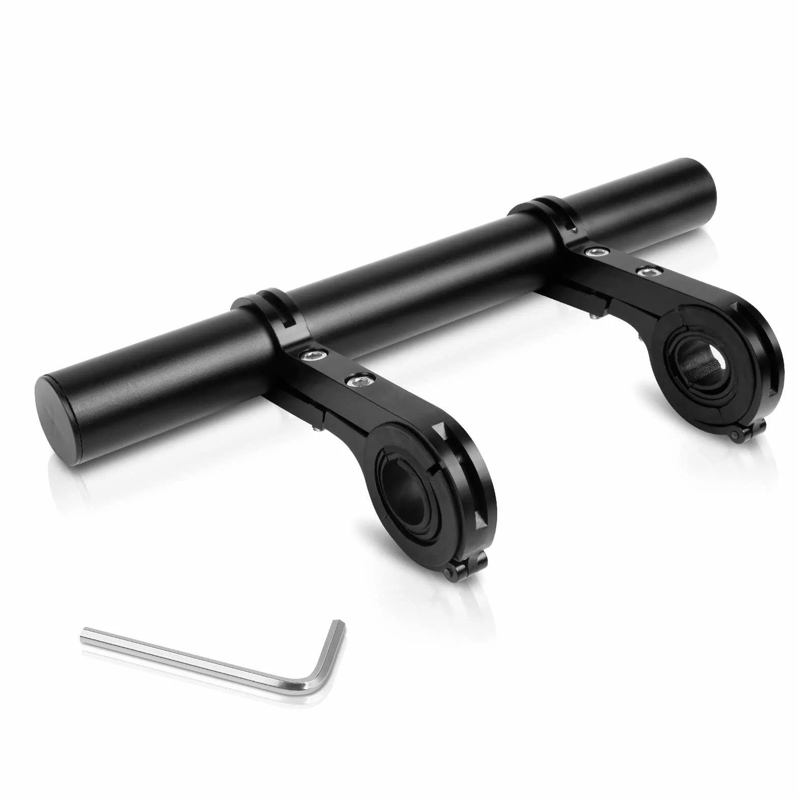 Ainiv 20 cm przedłużacz kierownicy rowerowej z 2 uchwytami zaciskowymi, kluczem sześciokątnym, aluminiowe, uniwersalne przedłużenie kierownicy rowerowej