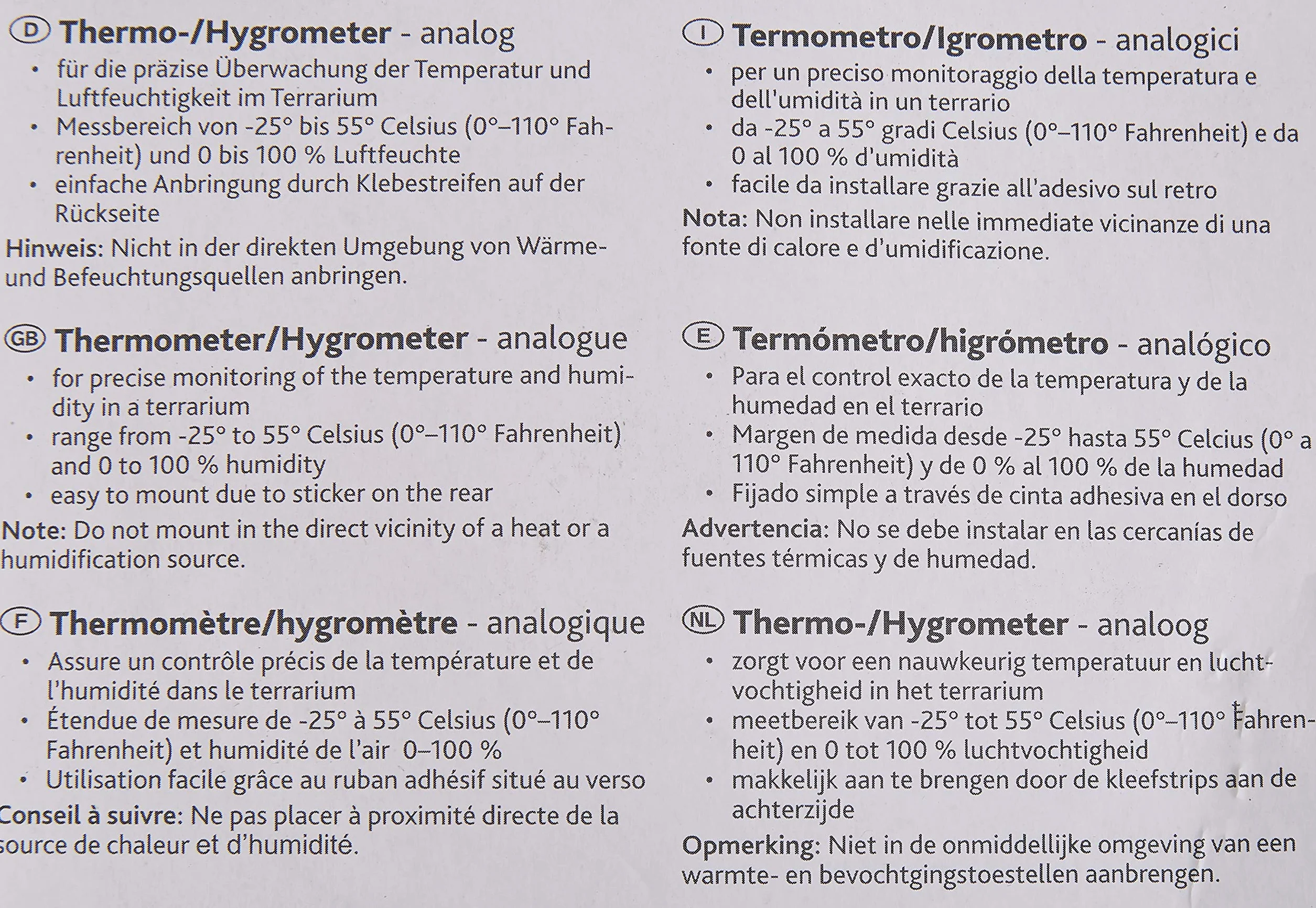 Trixie 76113 termo/higrometr, analogowy, 7,5 cm