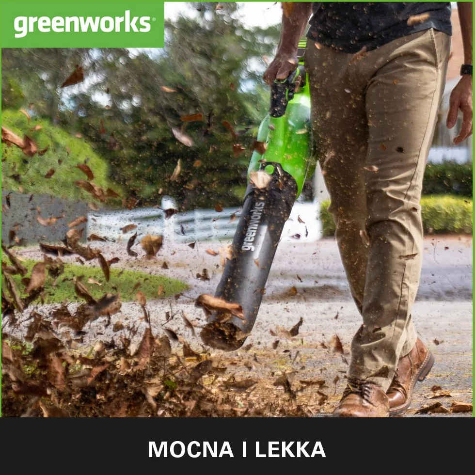 Greenworks GD40AB Akumulatorowa dmuchawa do liści z tempomatem, silnik bezszczotkowy, 210 km na godzinę, 15,6 m³ na min, funkcja turbo, bez baterii 40 V i ładowarki