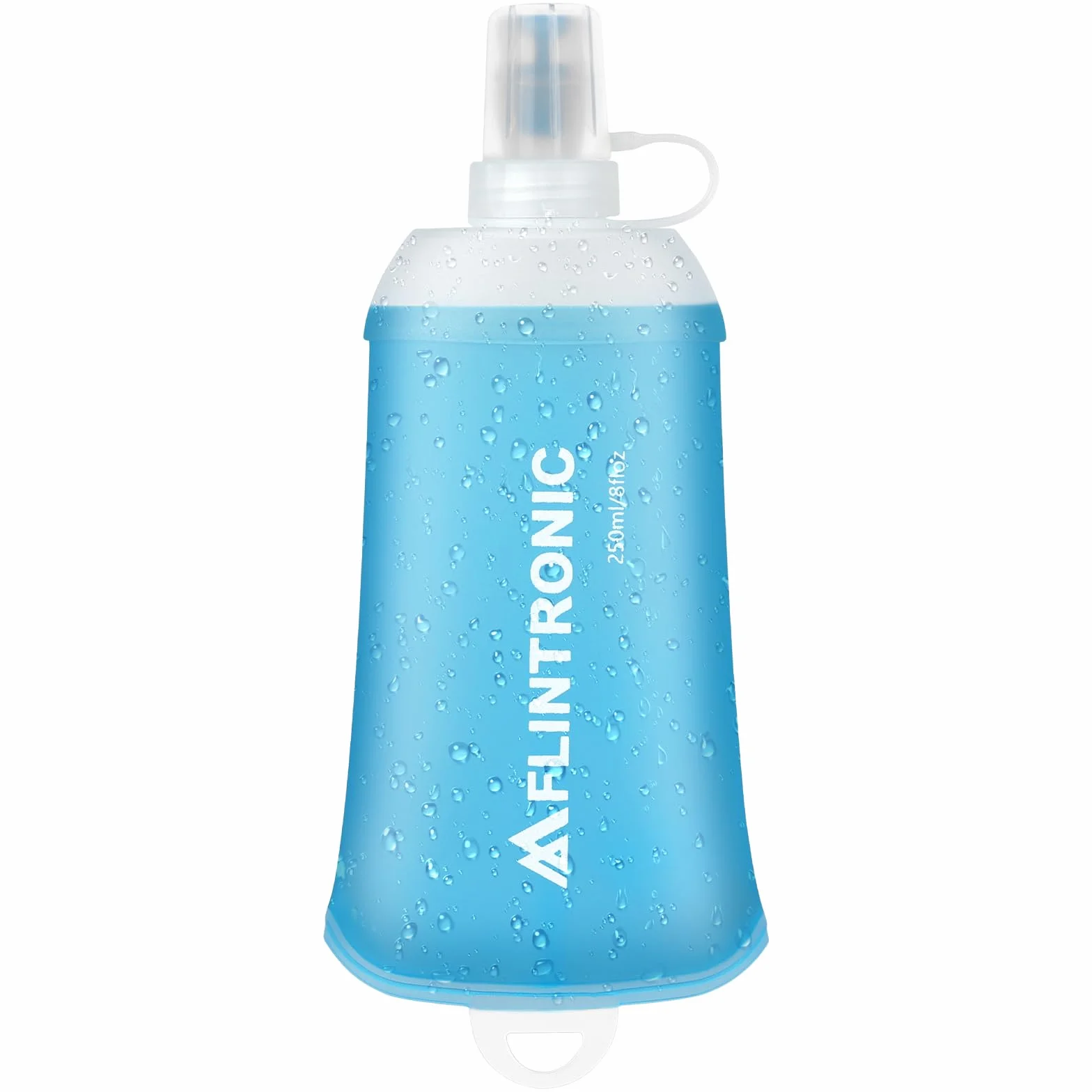 Flintronic Składana butelka na wodę z tworzywa TPU, miękka butelka, 250 ml, nie zawiera BPA, do nawodnienia plecaków, rowerów, wędrówek, joggingu, kempingu i wspinaczki (jasnoniebieska)