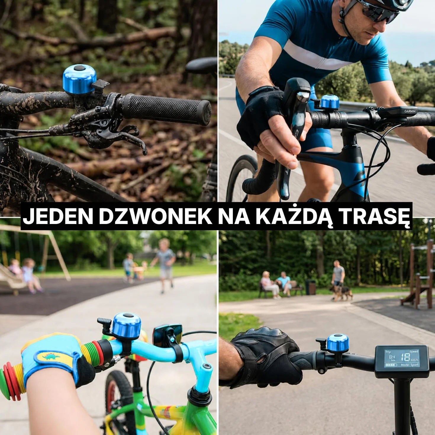 Dzwonek do Rowerów Szosowych i Górskich, Hulajnogi, MTB, BMX dla Dzieci, Dorosłych, Aluminiowy, Mini Rozmiar, Głośny Dźwięk, Rowerowy Klakson do Kierownicę o Średnicy 1,98-2,4 cm