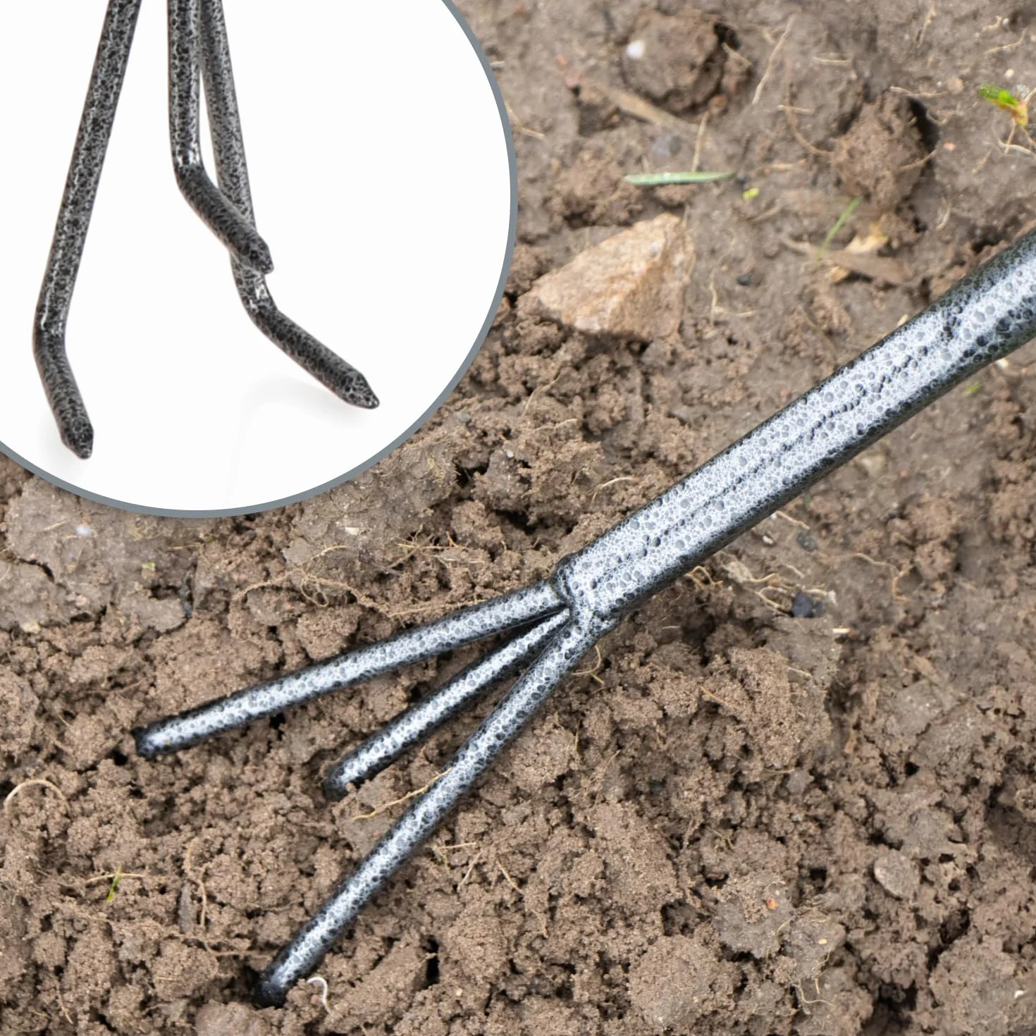 COM-FOUR® 5-czesciowy zestaw narzedzi ogrodowych - zestaw ogrodowy z podwójna motyka, malym kultywatorem, skrobaczka do fug, grabiami recznymi, kielnia