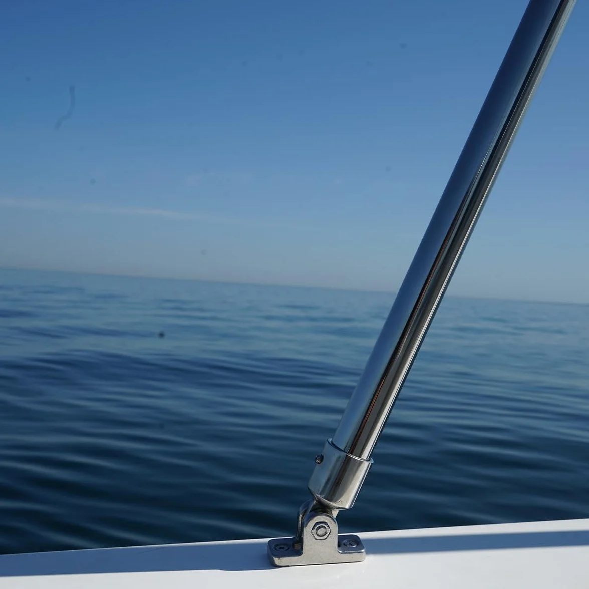 Oceansouth Bimini Blat ze stali nierdzewnej 3 łuki zintegrowany bagażnik Pacific Blue 1,5-1,7 m