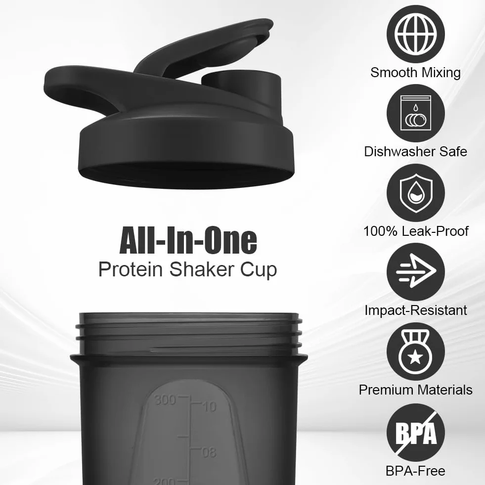 Shaker proteinowy 400 ml ze stali nierdzewnej, 2 sztuki, wolny od BPA, szczelny