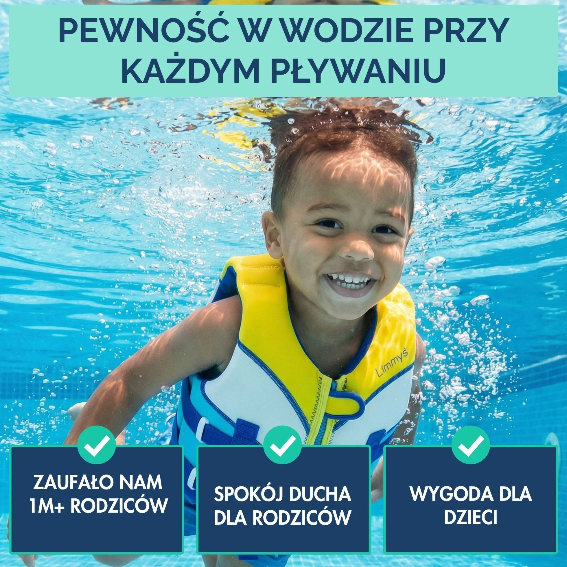 Limmys Kamizelka do Nauki Pływania dla Dzieci – Pomoc Wypornościowa z Zintegrowanymi Panelami Piankowymi, Certyfikat CE, Nagrodzony Produkt, Podwójne Zapięcie z Zamkiem YKK, Neopren Premium