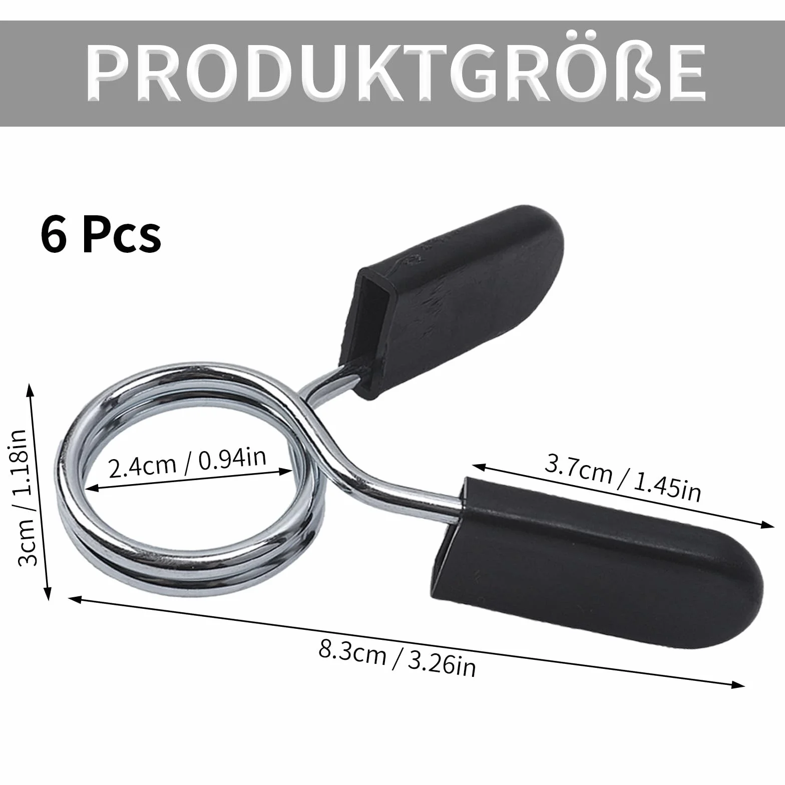 6 sztuk zamków na sztangę, zamki na sztangę 24mm, zamki na sztangę z sprężyną, zaciski dźwigni do sztang, sprężynka, do sztang, ćwiczeń, podnoszenia ciężarów, fitness, siłownia