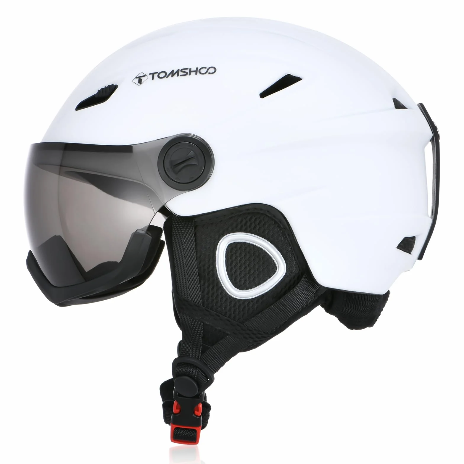 TOMSHOO Kask narciarski ze zdejmowanymi goglami, wewnętrzną wyściółką i nausznikami, certyfikowany, bezpieczny i lekki kask snowboardowy