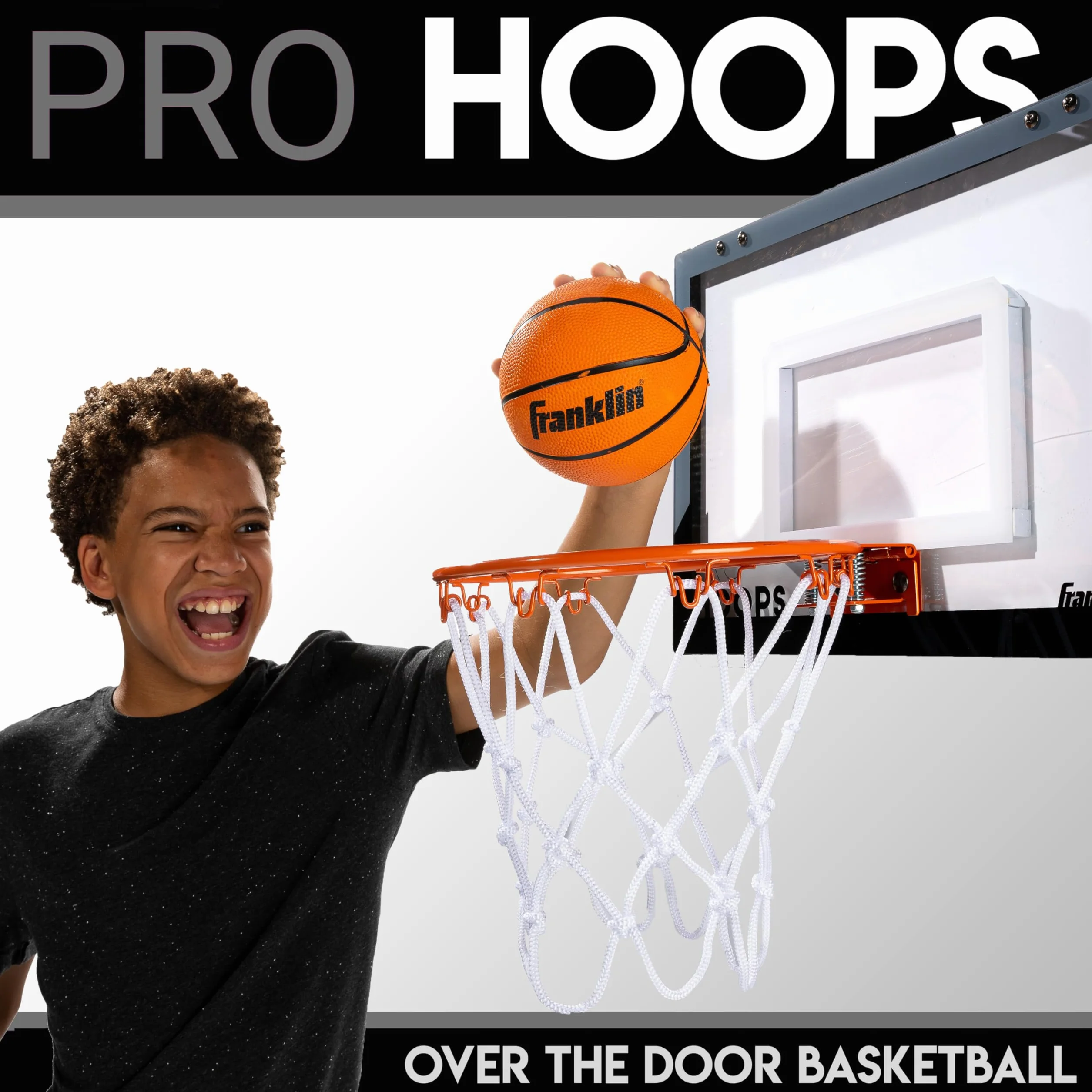 Franklin Sports 54132X Mini obręcz do koszykówki nad drzwiami - Zatwierdzona przez Slam Dunk - odporna na pęknięcia - akcesoria w zestawie,