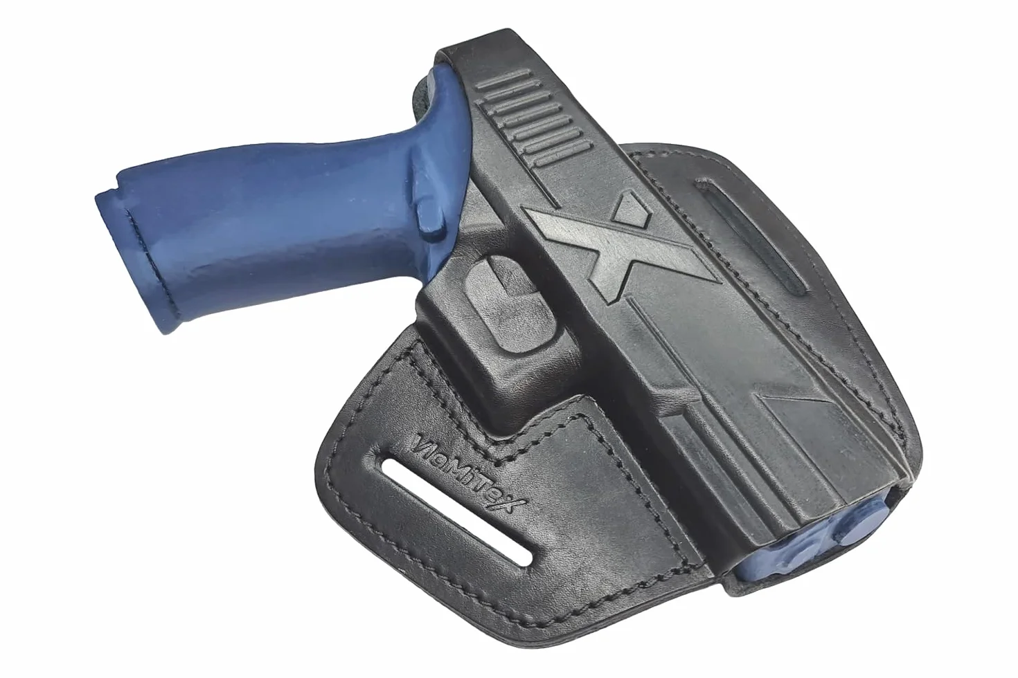 VlaMiTex B9 kabura skórzana do Springfield Echelon, OWB kabura na pasek z klapką bezpieczeństwa, czarna