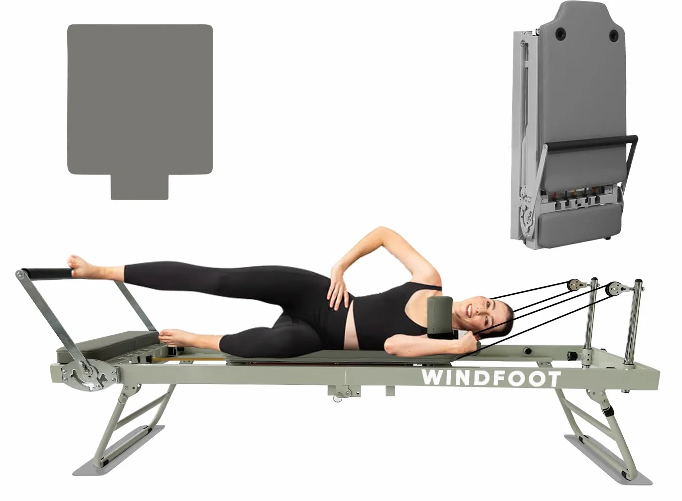 Pilates Reformer Składany z Deską do Skakania, 5 Sznurków, 136 kg