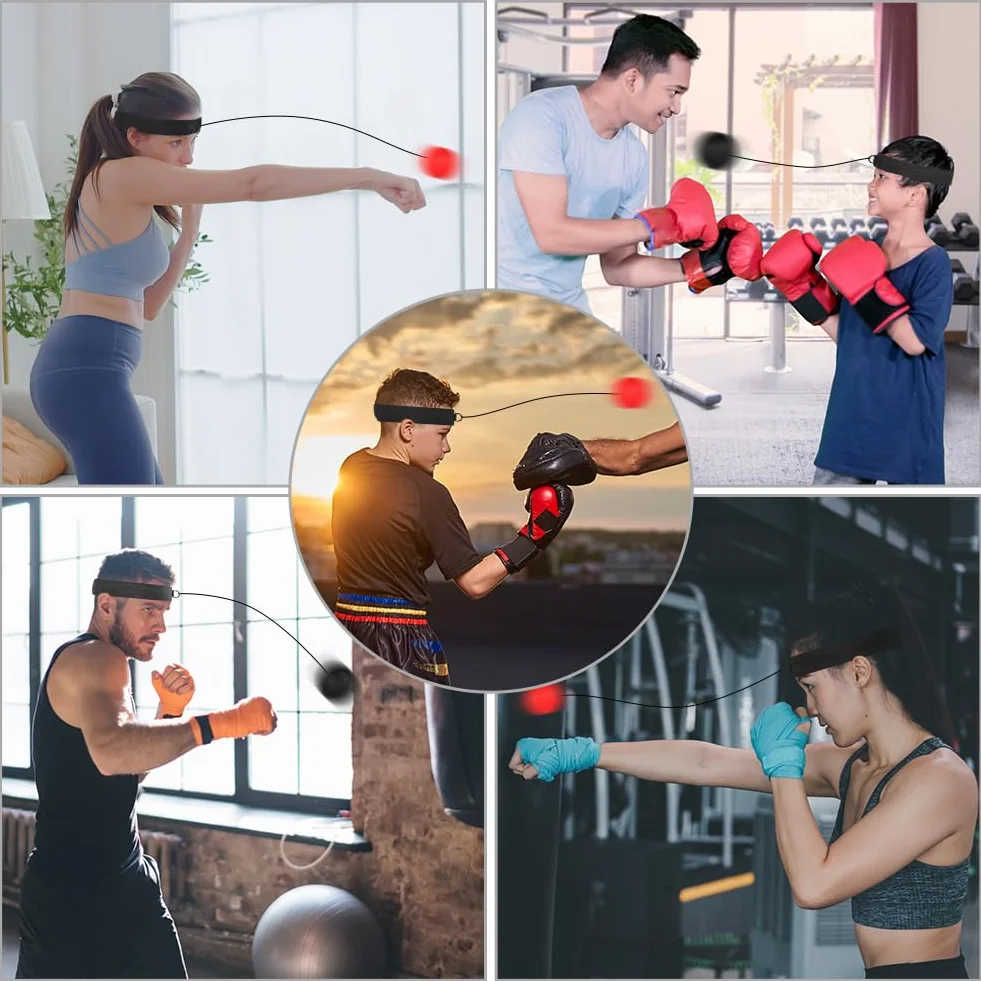 flintronic Zestaw piłek bokserskich – do fitnessu MMA Muay Thai, poprawia reakcje szybkości dorosłych/dzieci, umiejętności walki i koordynacji wzroku ręka-oko