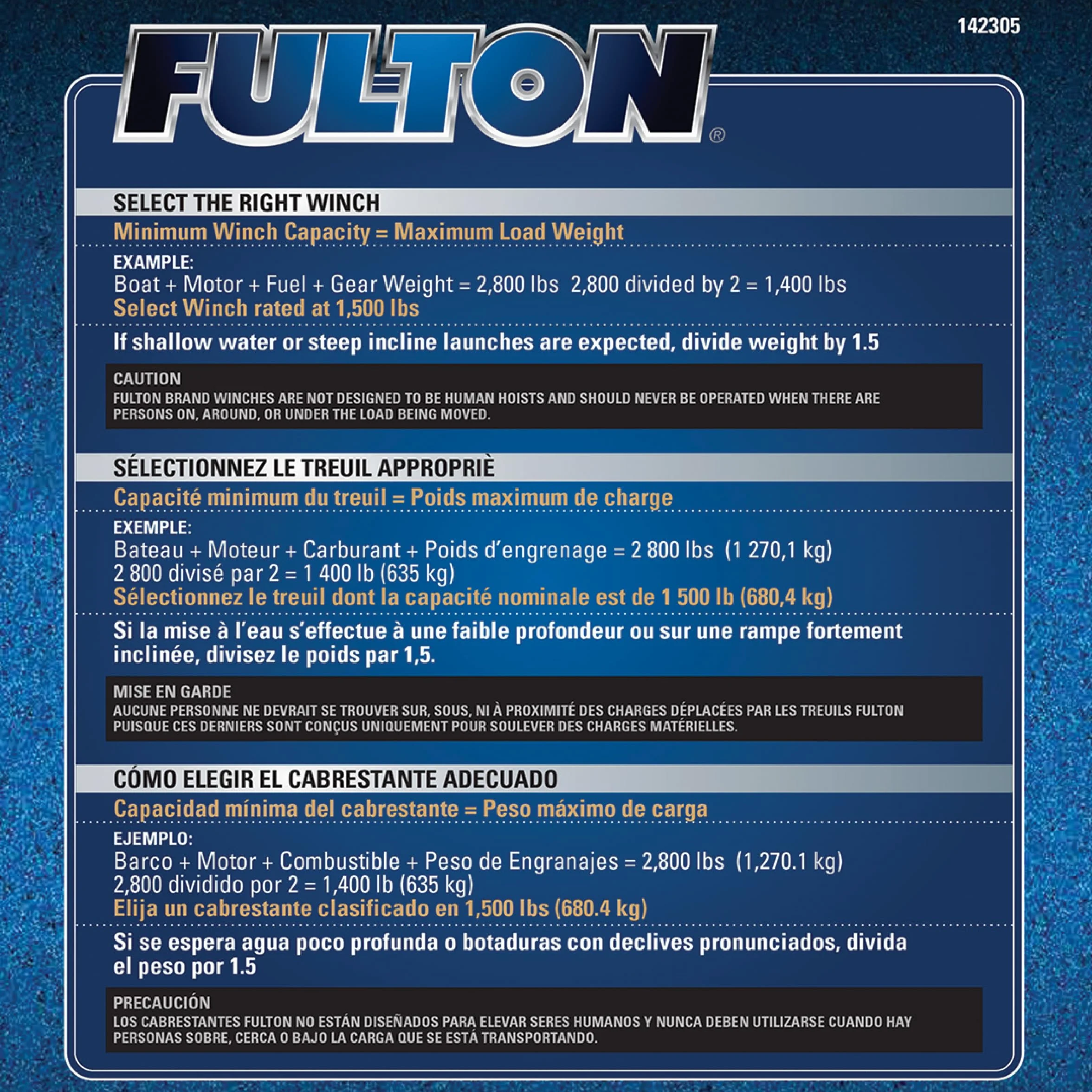 Fulton 142305 Wciągarka jednobiegowa z paskiem 20' 816.5 kg