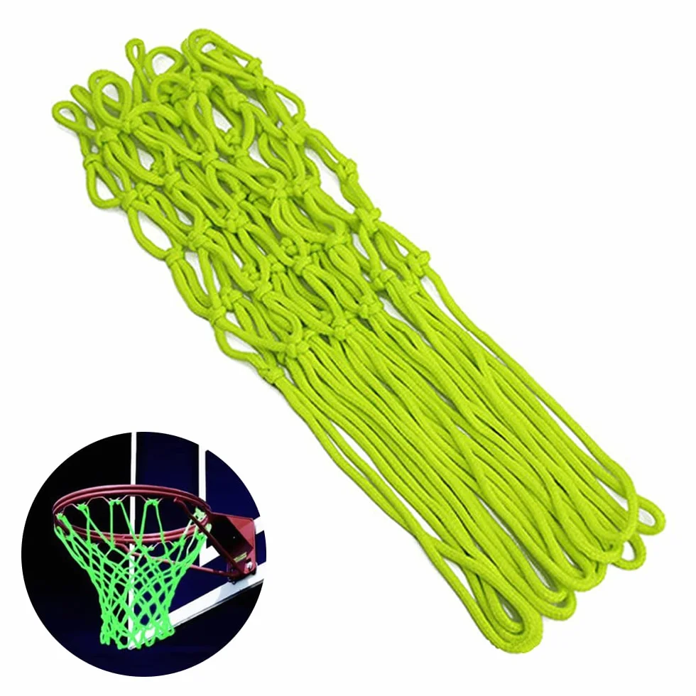 Świecąca w Ciemności Siatka do Koszykówki, 12 Pętli Siatka do Koszykówki w Standardowym Rozmiarze, Trwały Nylon, 45 Cm żółty, Nadaje się do Użytku Wewnątrz i na Zewnątrz, świetny