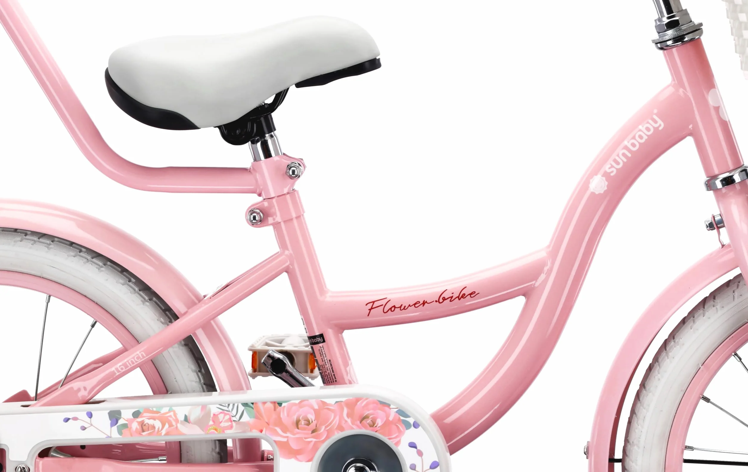 FLOWER BIKE Rower dziewczęcy 14 cali 16 cali z pchaczem i kołami treningowymi
