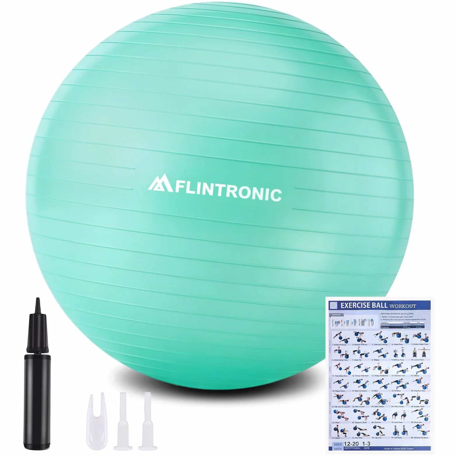 flintronic Piłka do jogi, piłka do jogi i fitnessu, 55 cm, bardzo grube, do ćwiczeń, z pompką ręczną, do pracy, pilatesu, fitnessu, stabilności