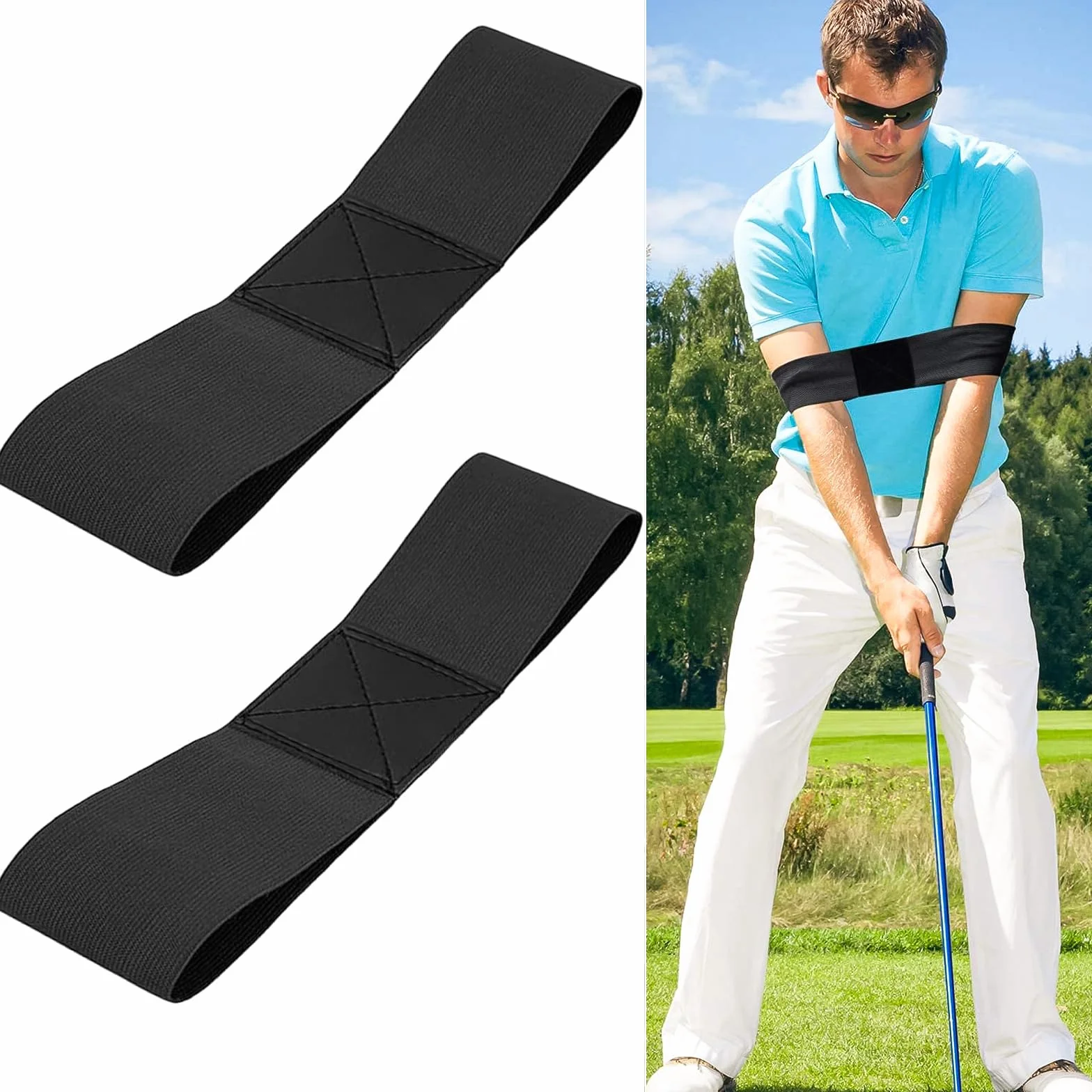 2 sztuki taśm do treningu golfowego, korektor swingów ramion, trenażer huśtawki na nadgarstek, dla wszystkich golfistów, początkujących, poprawiają postawę zamachową
