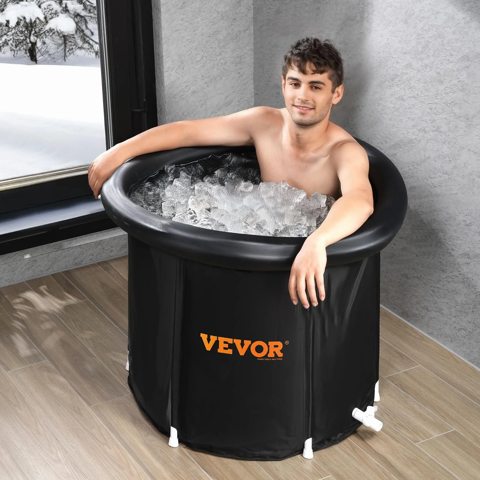 VEVOR Wanna lodowa o długości 90 cm 370 l terapeutyczna wanna do nurkowania z pokrywą, regenerująca beczka na lód, składana nadmuchiwana wanna, lód domowy dla dorosłych