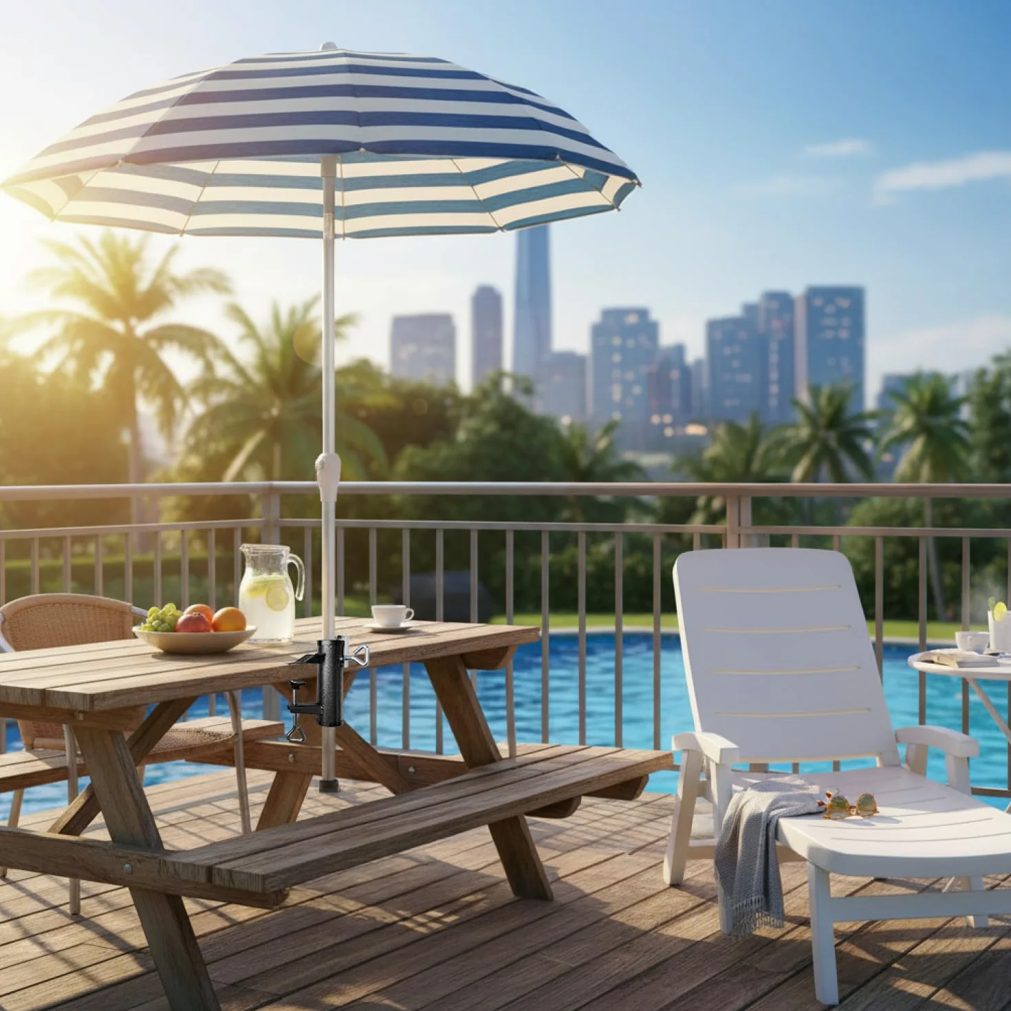 com-four® Uchwyt do parasola ze stali, mocowanie balkonowe bez wiercenia do balustrady lub stolu, uchwyt XL do parasola ogrodowego, stabilne mocowanie (1 sztuka antracyt - Ø 25-38mm)