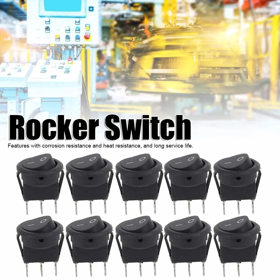Okrągły przełącznik kołyskowy ON-OFF 2-pozycyjny 23mm czarny 3 Pin