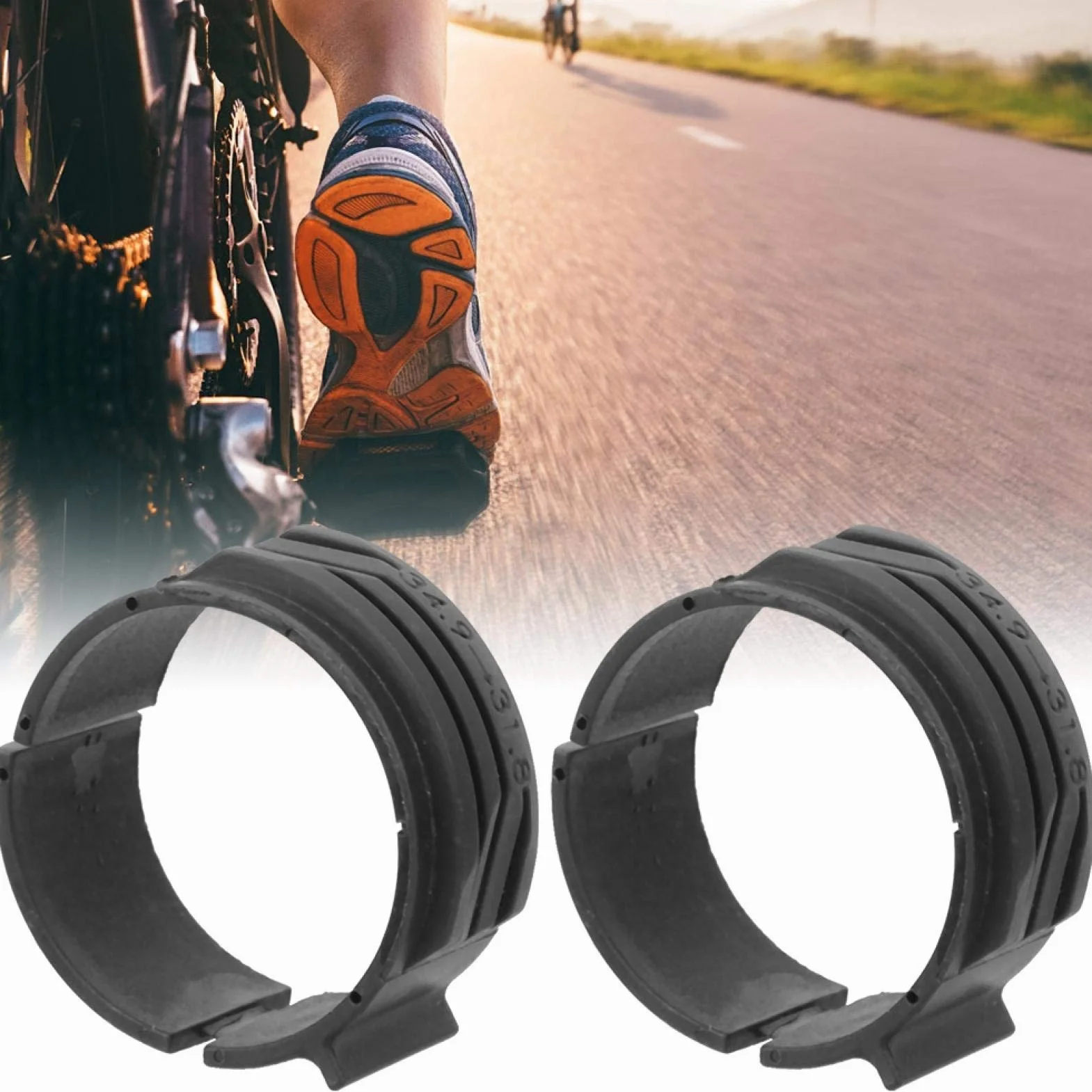Alomejor 2 szt. przerzutki konwersja 31,8 mm na 34,9 mm adapter do oświetlenia rowerowego przednia przerzutka pierścień konwersji