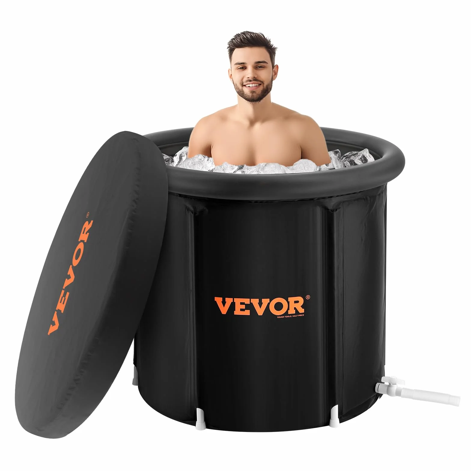 VEVOR Wanna lodowa o długości 90 cm 370 l terapeutyczna wanna do nurkowania z pokrywą, regenerująca beczka na lód, składana nadmuchiwana wanna, lód domowy dla dorosłych