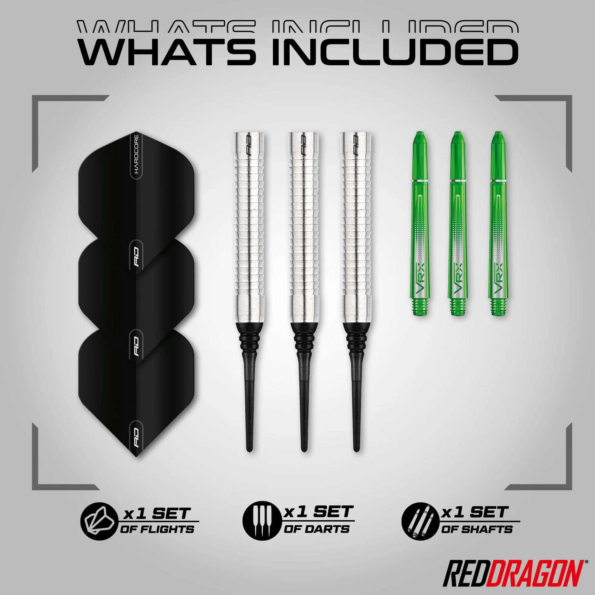 RED DRAGON Featherlite 13g Baryłka / 15g Waga Całkowita, Zestaw Rzutek z Miękką końcówką - 85% Wolfram z lotkami i trzonkami