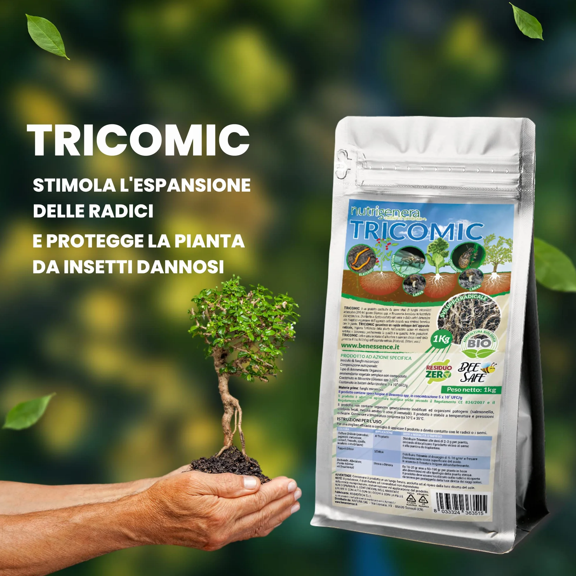 Tricomic Bio – Inokulo z grzybów mikoryzowych, Beauveria bassiana, Metarhizium – stymuluje ekspansję korzeni – 1 kg