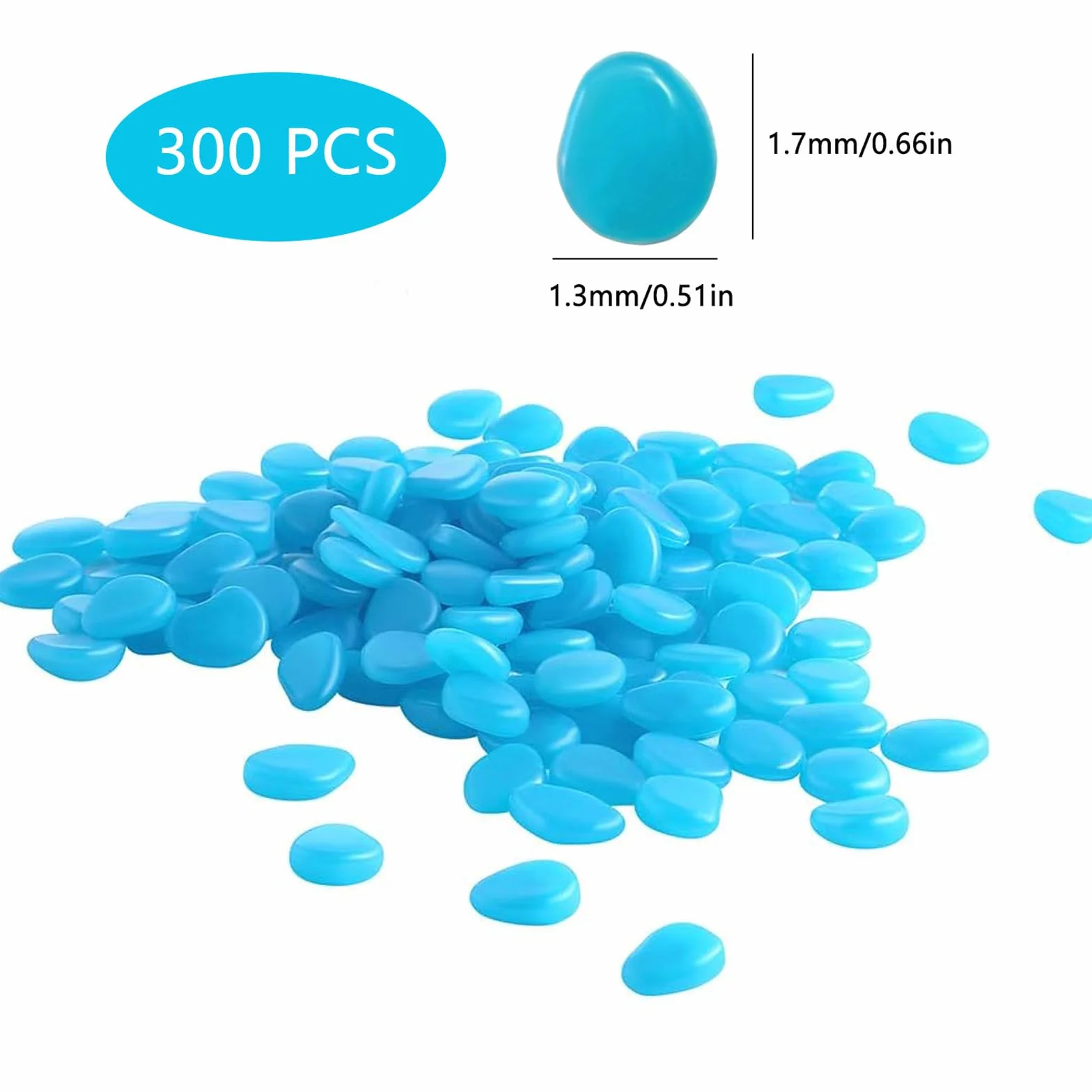 300 sztuk świecących kamyków, fluorescencyjnych kamieni, świecące kamienie ogrodowe, ciemne świecące kamyki, kamienie dekoracyjne do chodników na zewnątrz, roślin akwariowych, ogrodu, dekoracji