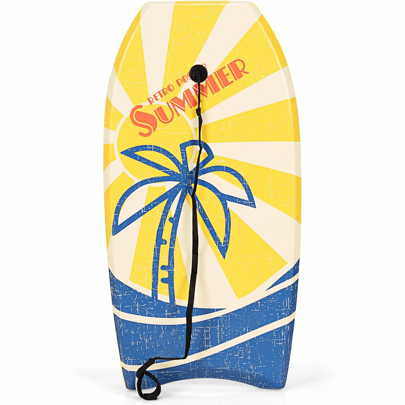COSTWAY deska do pływania surfingowa dla dzieci 93x47 cm z linką na nadgarstek żółta