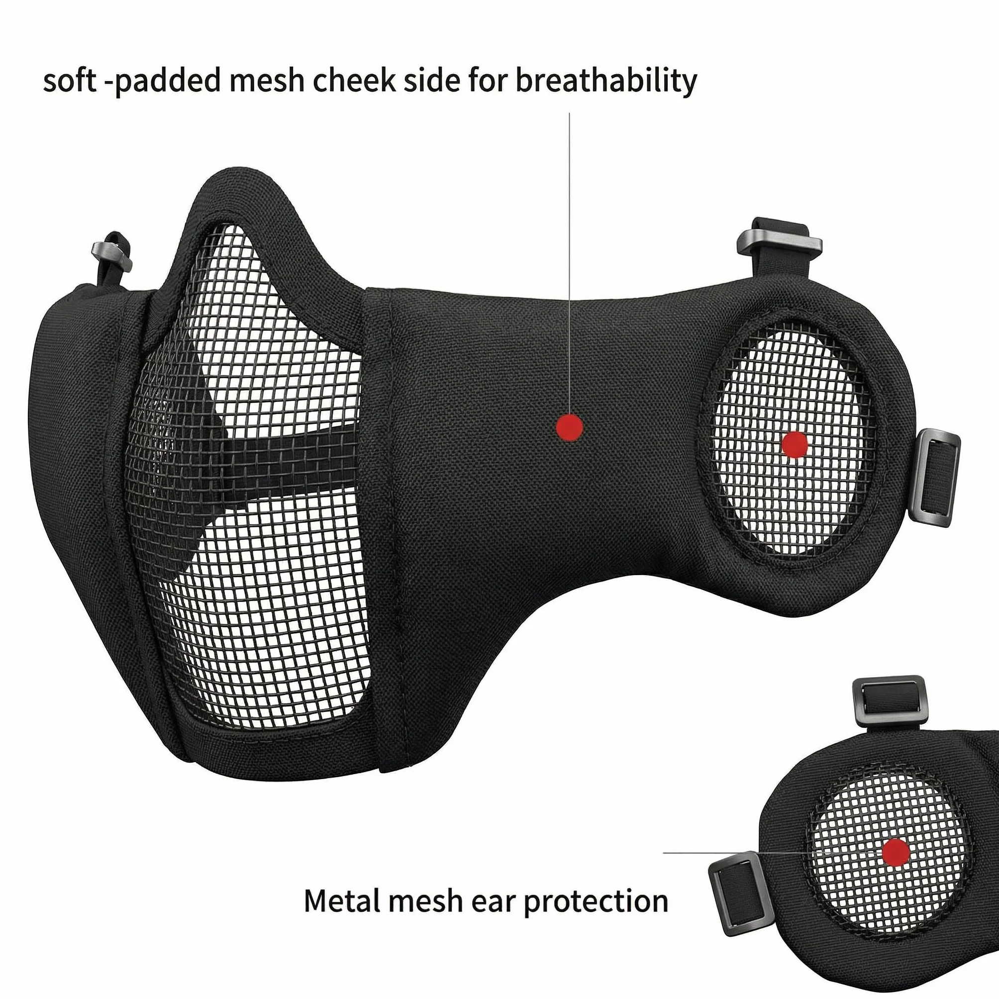 MH taktyczny szybki kask w połączeniu, ze składaną ochroną słuchu, półmaska ​​z siateczką i goglami do zestawu gier Airsoft Paintball CS