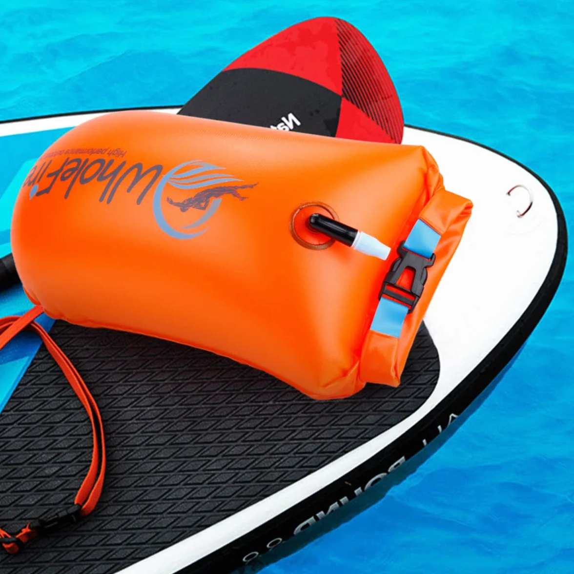 Boja pływacka 20 l wodoodporna nadmuchiwana do sportów wodnych triatlonistów kajakarzy snorkelerów