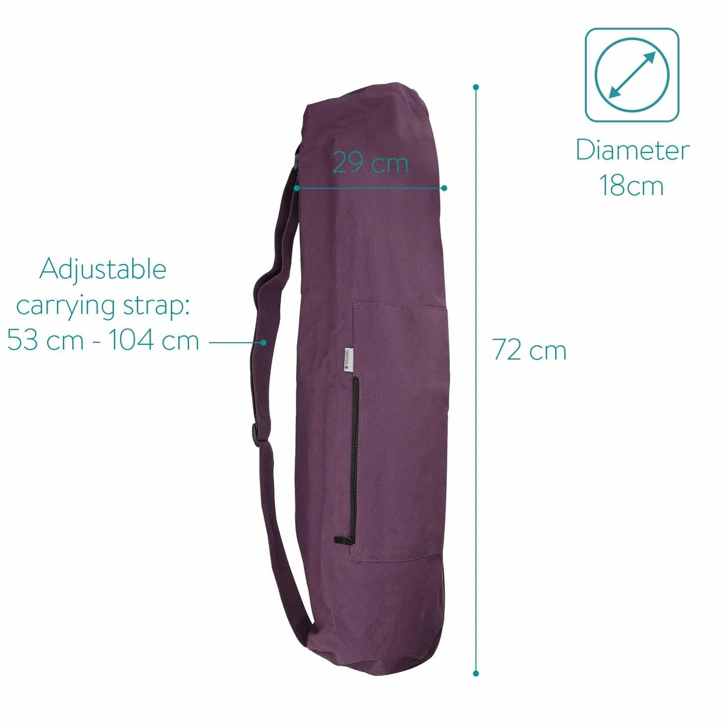 Navaris Torba XXL Mata do Jogi Bawełniana Zamek Błyskawiczny Pasek na Ramię 72 x 29 cm Joga