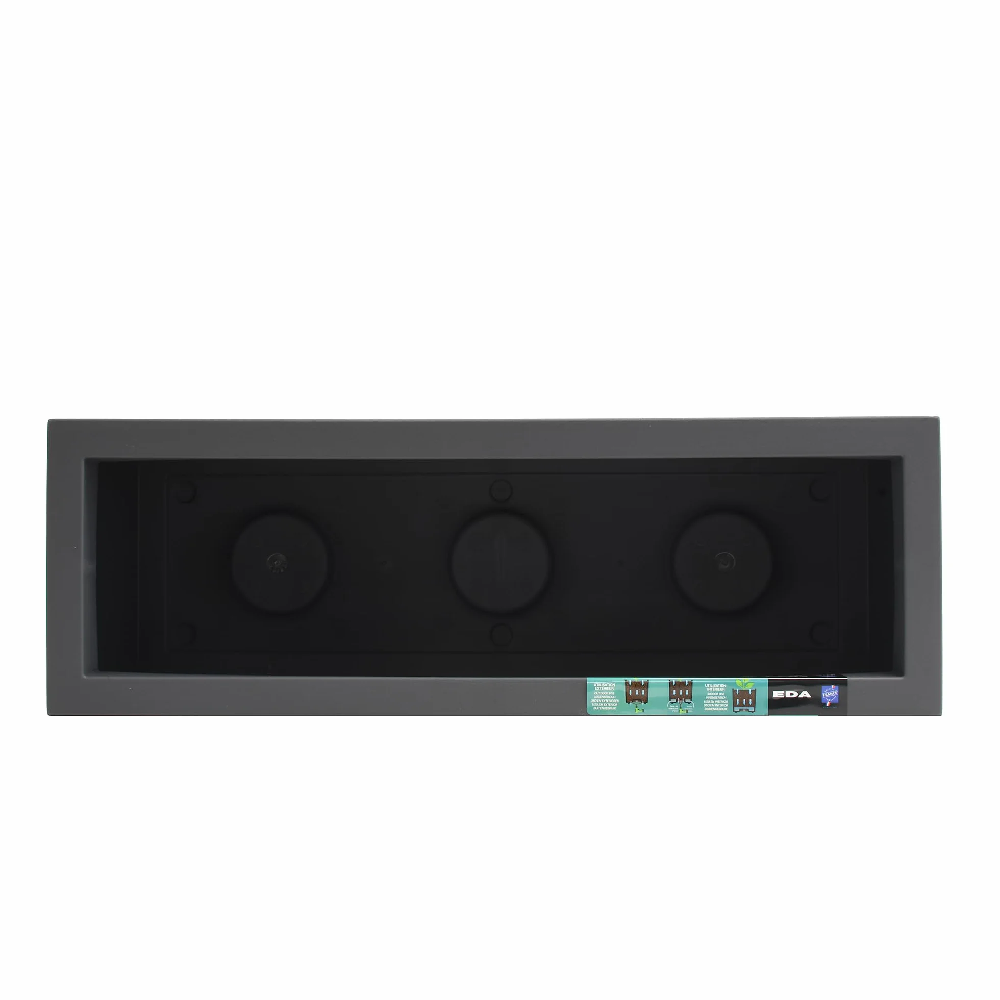 EDA - Volcania'Up skrzynka balkonowa 25 l – wygląd kamienia – jednościenna – strefa zbierania wody – 59 x 19,5 x 22,8 cm – antracytowo-szara