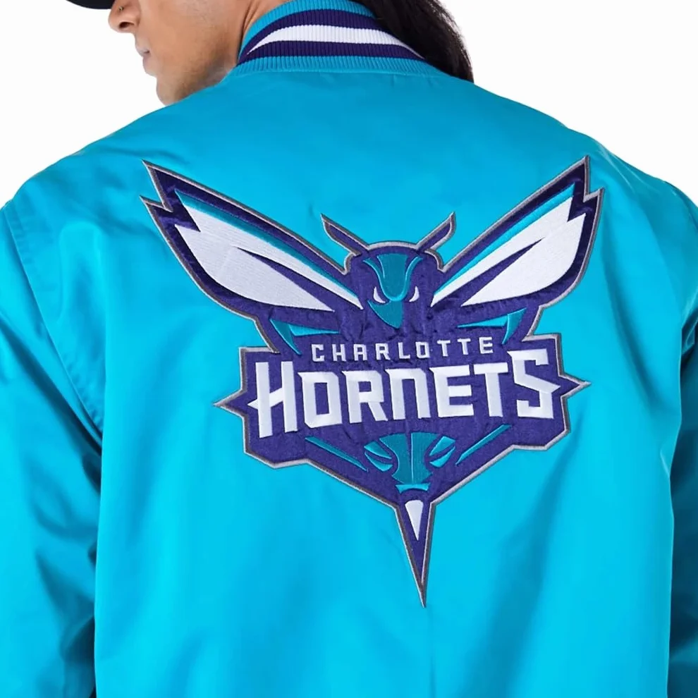 New Era Charlotte Hornets NBA satyna bomber kurtka turkusowa