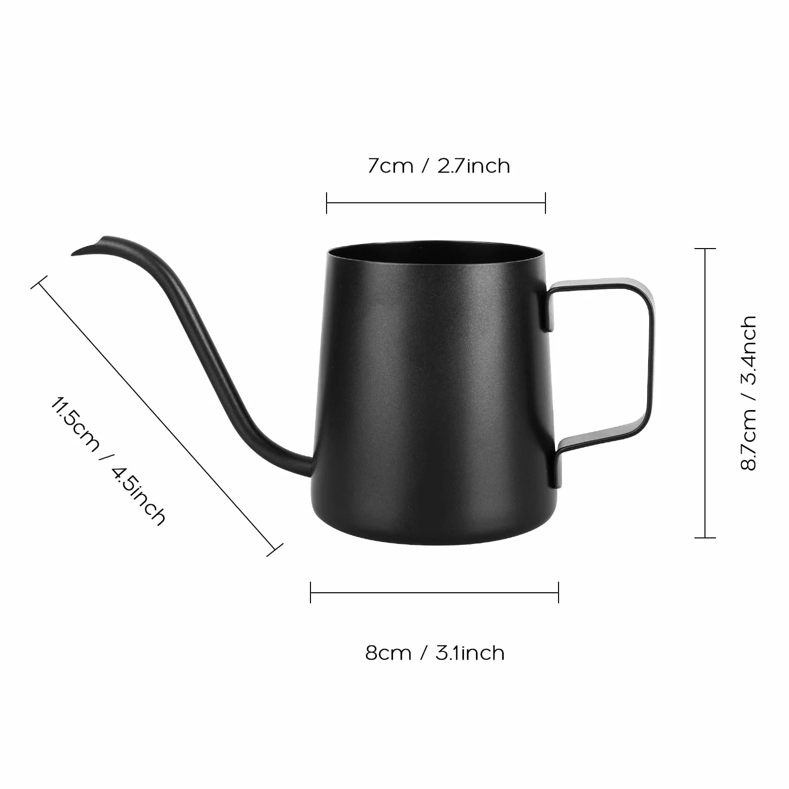 XTDMJ 350 ml czarna mini konewka z długim wylewką – konewka ze stali nierdzewnej do roślin pokojowych i sukulentów