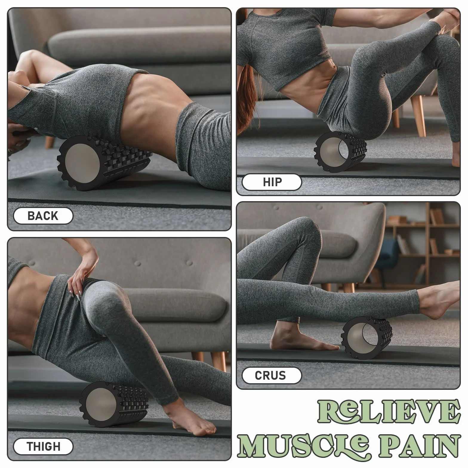 Rolka do Masażu Powięziowego, Rolka Fitness z Strukturą 3D do Masażu Kręgosłupa i Całego Ciała, Rolka z Pianki, 33 x 14 cm, do fitnessu, Jogi, Pilatesu i Innych Rodzajów Treningu, Czarna