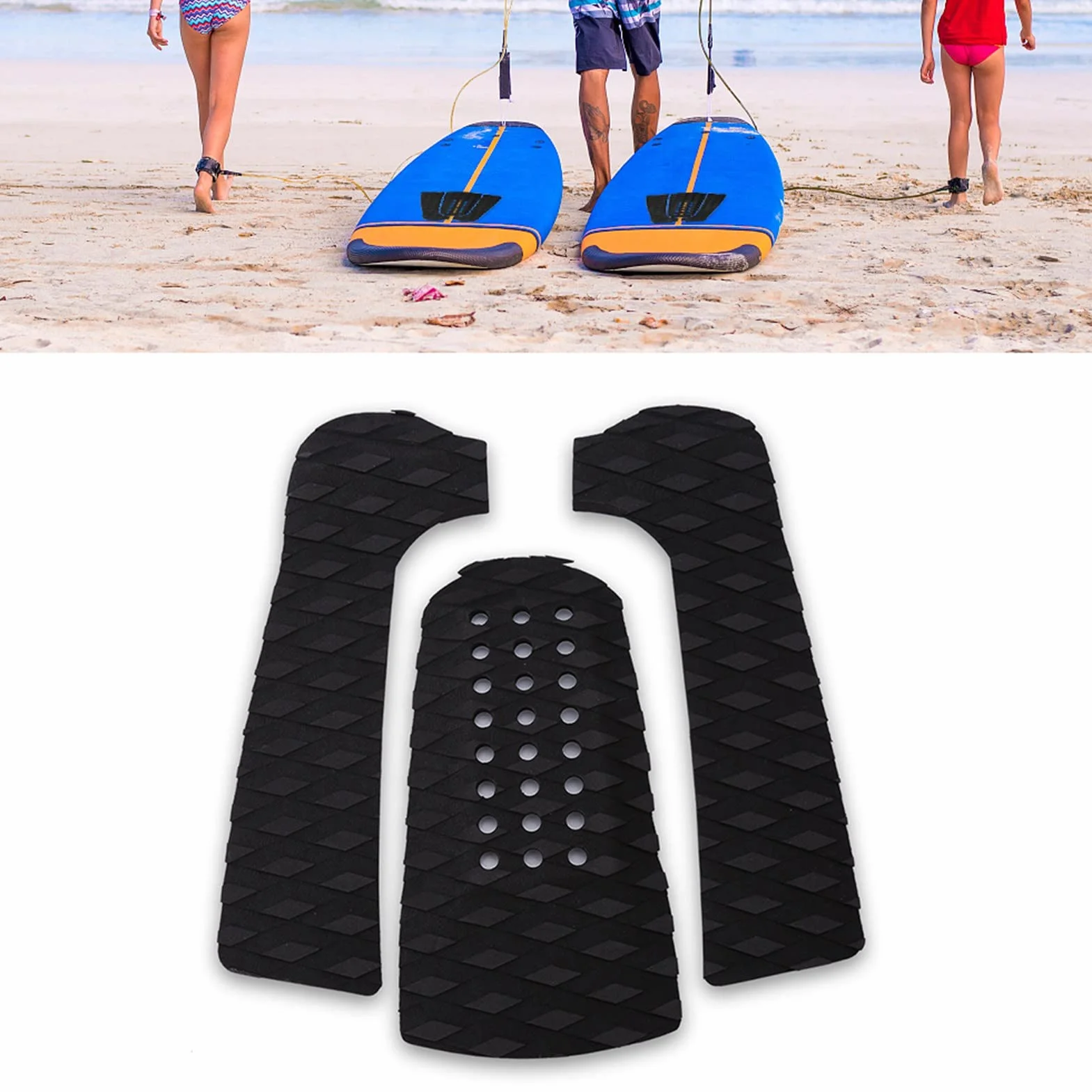 Yosoo Health Gear Uchwyt do deski surfingowej, 3 sztuki podkładek antypoślizgowych, czarny