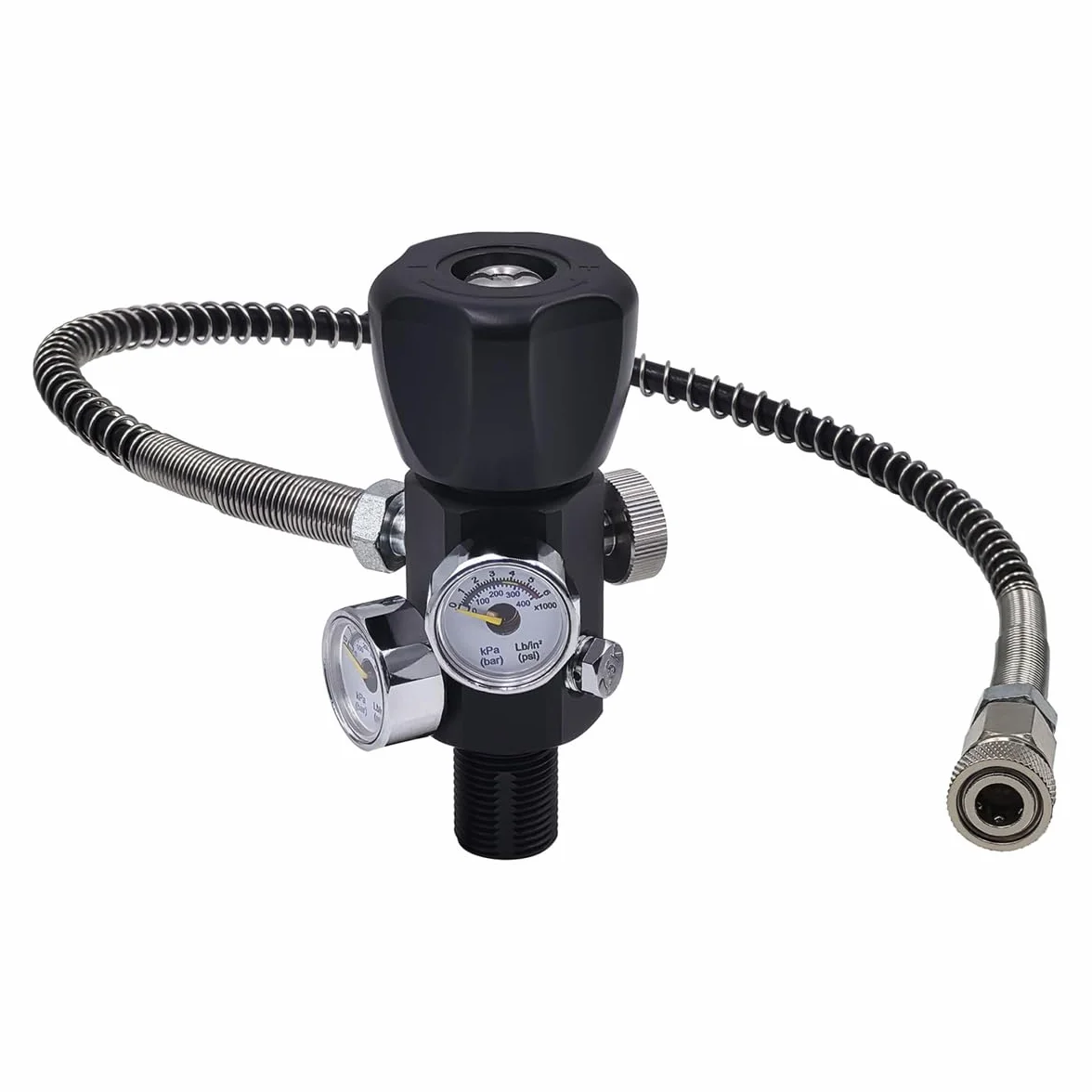 Adapter do stacji napełniania zaworem 6000 psi/400 bar z wężem 50 cm Dual Manometr G5/8-18UNF HPA wysokociśnieniowe powietrze nurkowanie DIN adapter do stacji benzynowej zawór ładowania do PCP