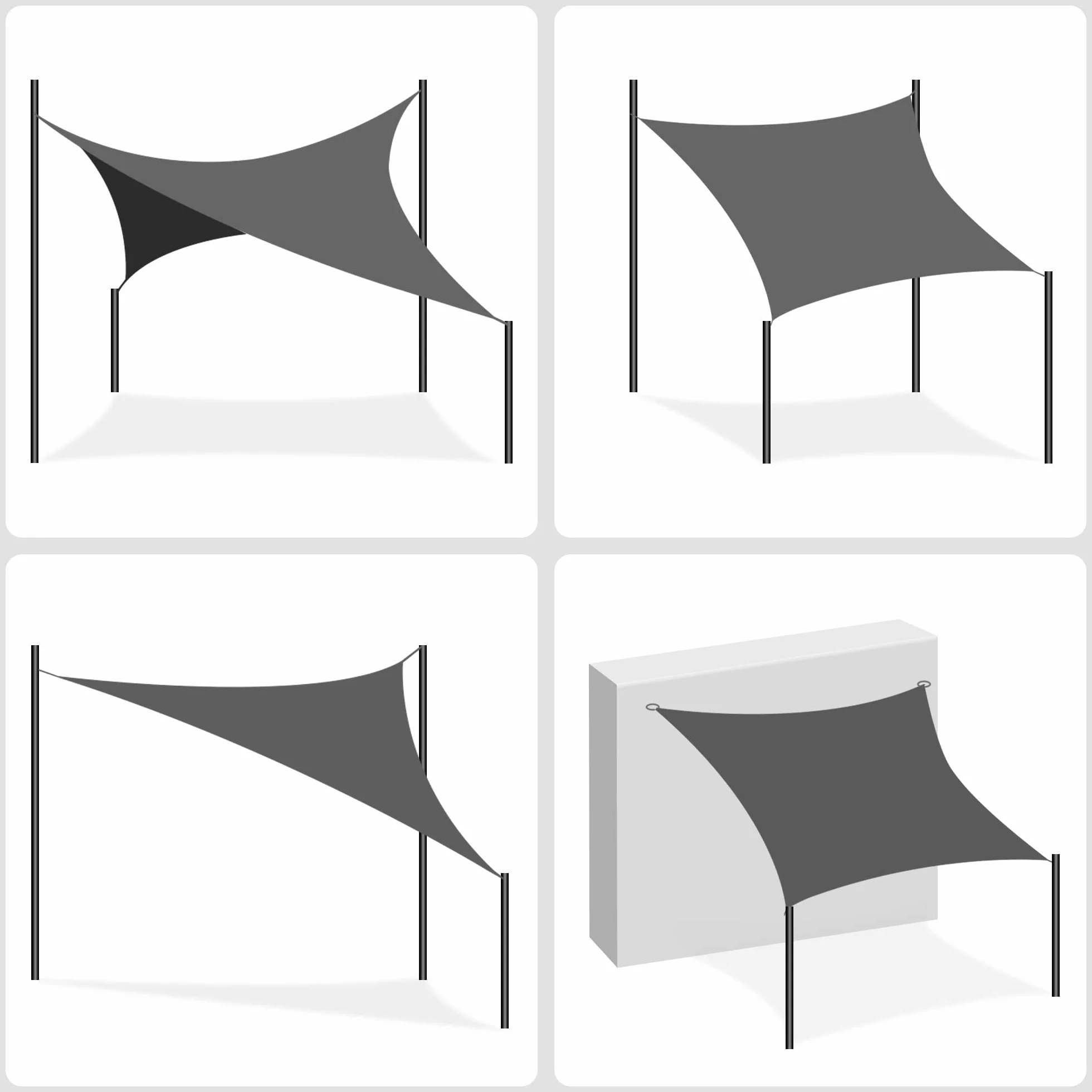 SONGMICS Żagiel przeciwsłoneczny 3 x 5 m, ochrona przed słońcem z tkaniny HDPE, przepuszczająca powietrze, przepuszczająca wodę, na taras, do ogrodu, na balkon, kemping, prostokątny, wklęsły, 2 m