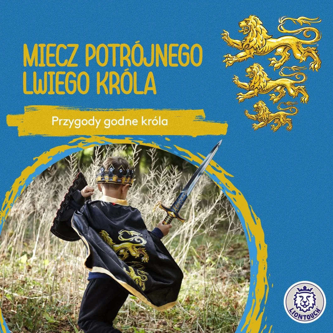 Liontouch Potrójny miecz króla lewa 58,5 cm średniowieczna zabawka piankowa dla dzieci