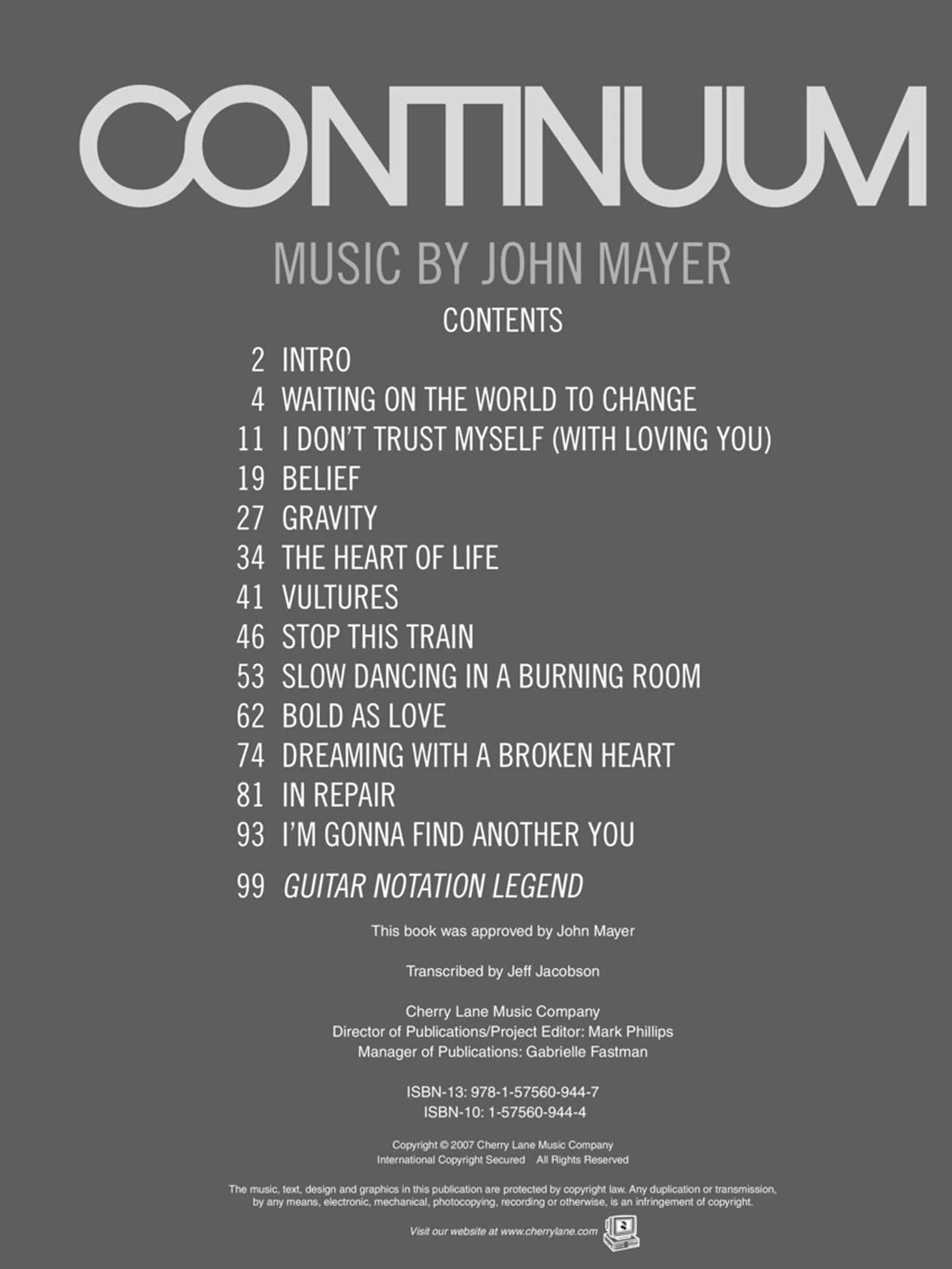 John mayer : continuum - play it like it is - guitar tab: Music by John Mayer