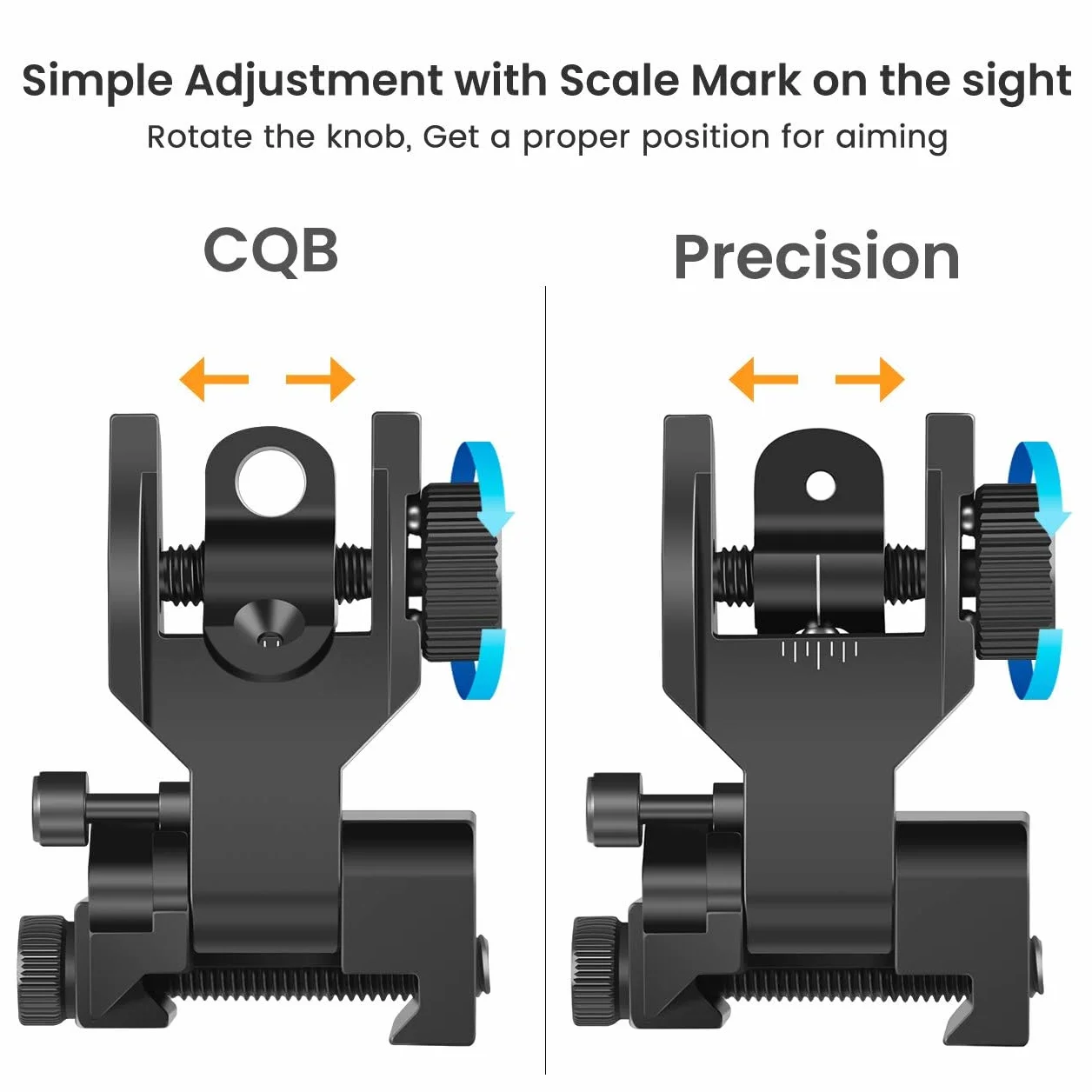 Feyachi S09 Flip Up Iron Sights Odchylane przednie i tylne przyrządy celownicze z czerwoną i zieloną kropką Picatinny Backup Sight Set