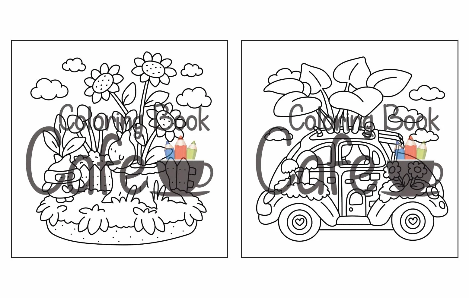 Tiny Gardens: Cute & Comfy Coloring Book for Adults and Teens Featuring Adorable Garden Scenes