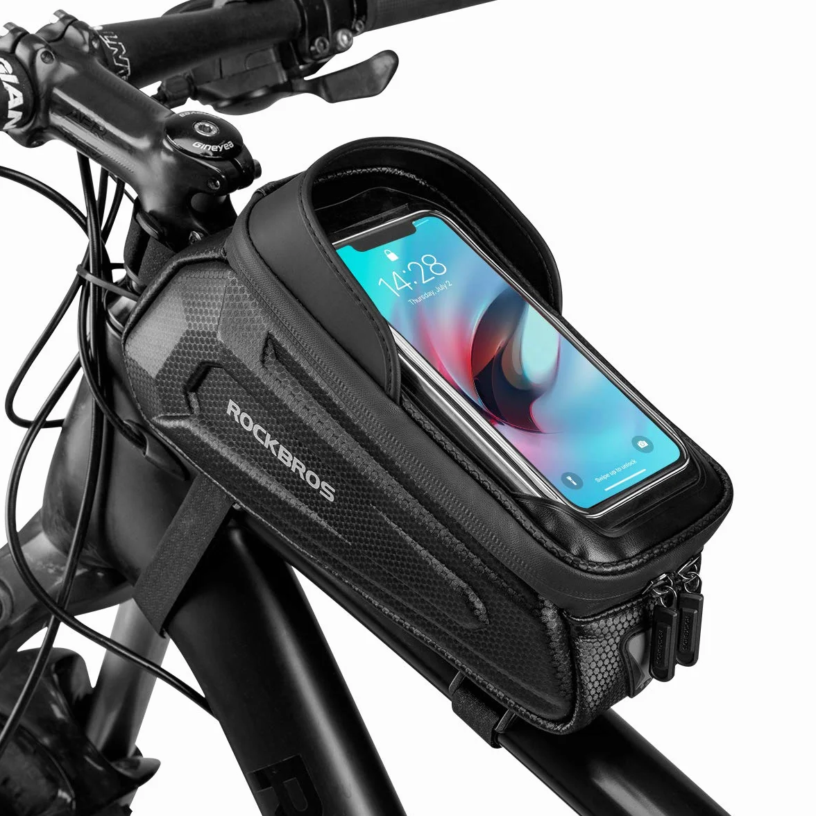 ROCKBROS Wodoodporna Torba na Ramę Roweru z TPU, na Telefon 6,8 cala