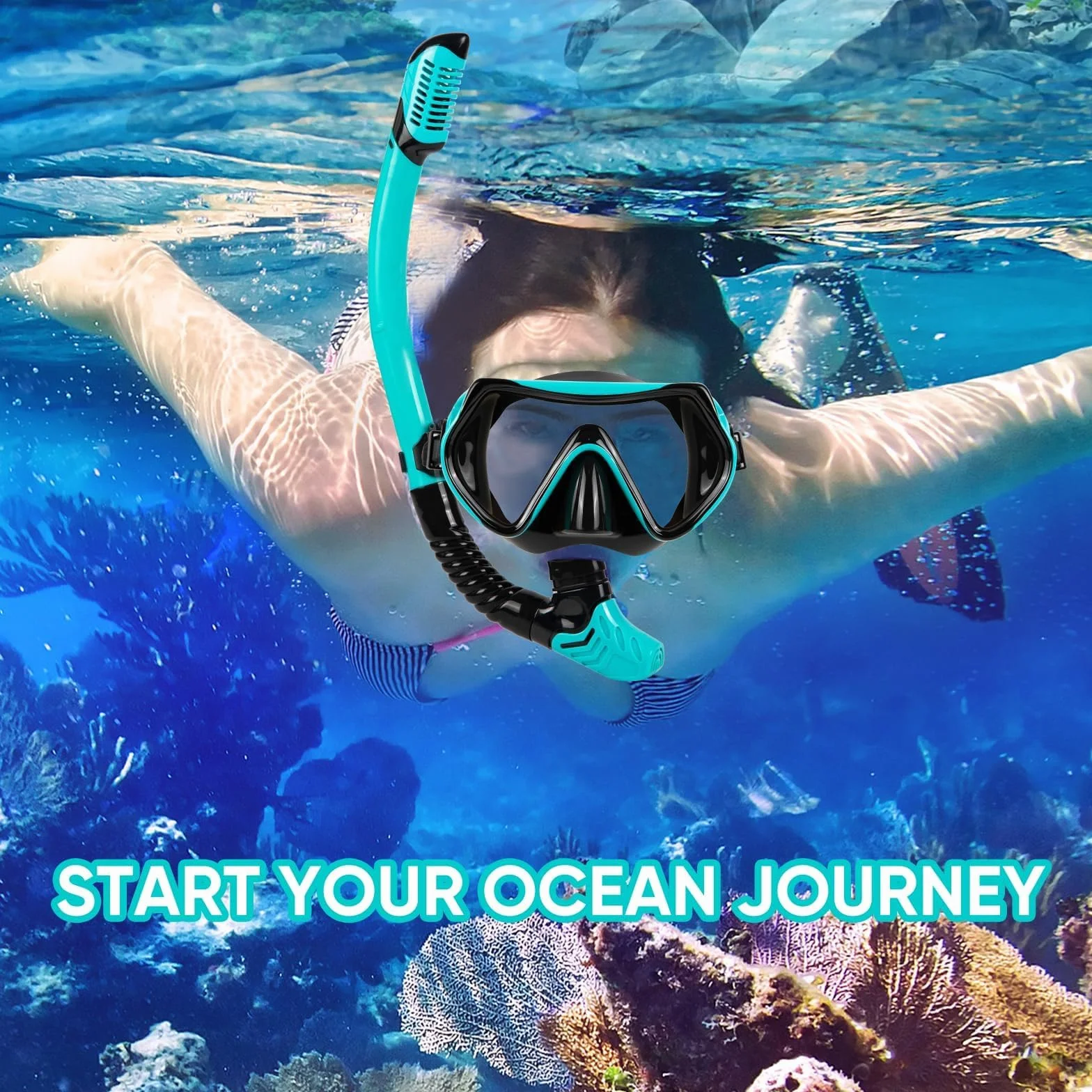 Zestaw do snorkelingu sucha maska z fajką ochrona przed zaparowaniem panoramiczny widok 180°