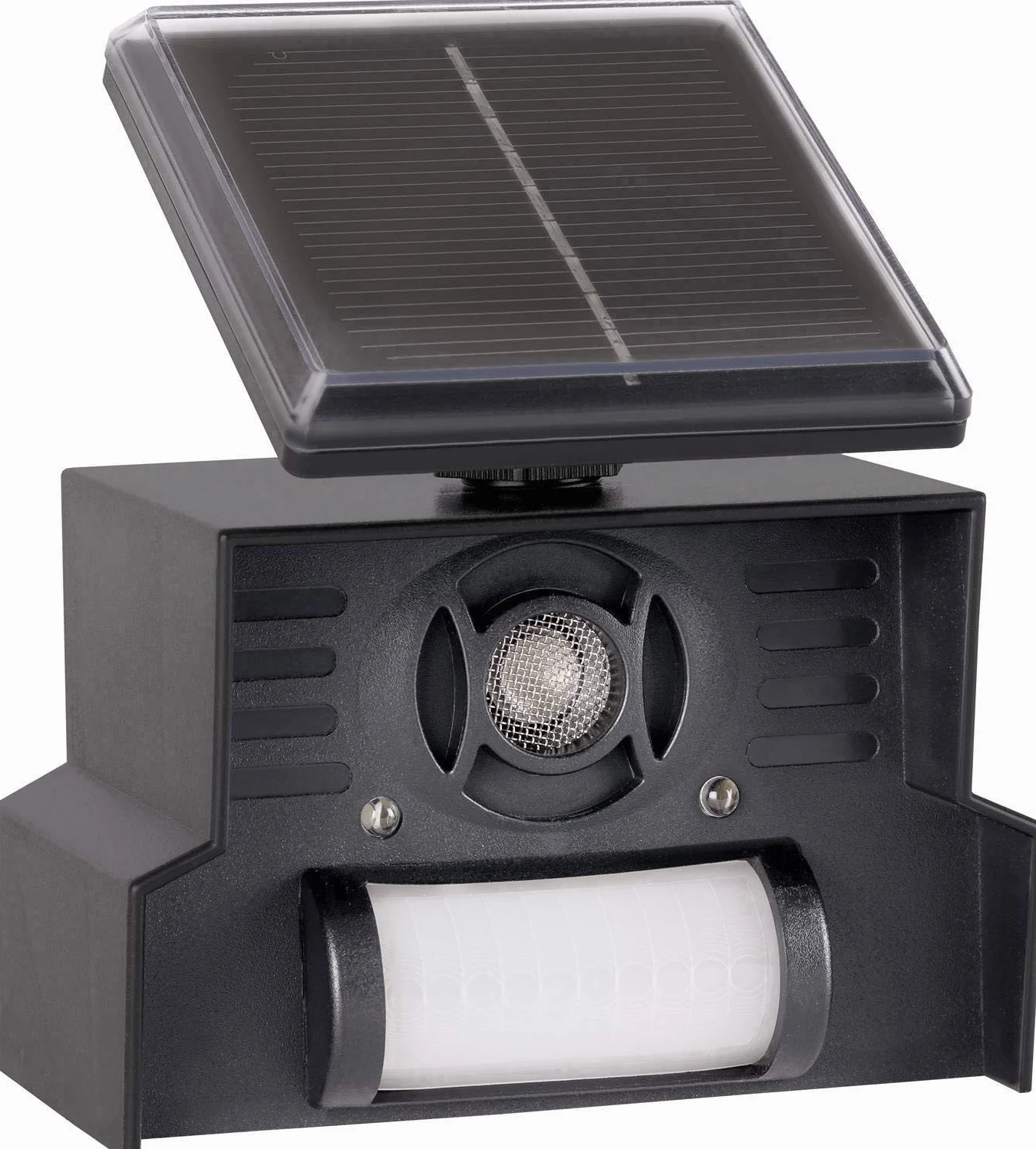 GARDIGO® Ultradźwiękowy odstraszacz ptaków, solarny, elektroniczny strach na wróble z ultradźwiękami i lampą błyskową LED, 23-50 kHz, zasięg 110° i 7 m, odstraszacz ptaków do domu, na balkon i do