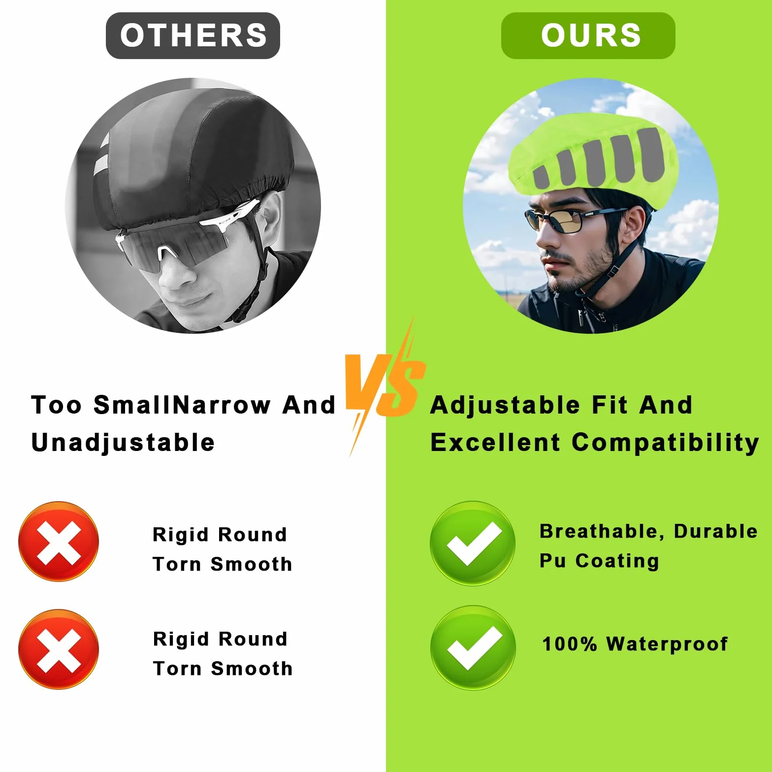 Kask rowerowy wodoodporny odblaskowy 2 sztuki