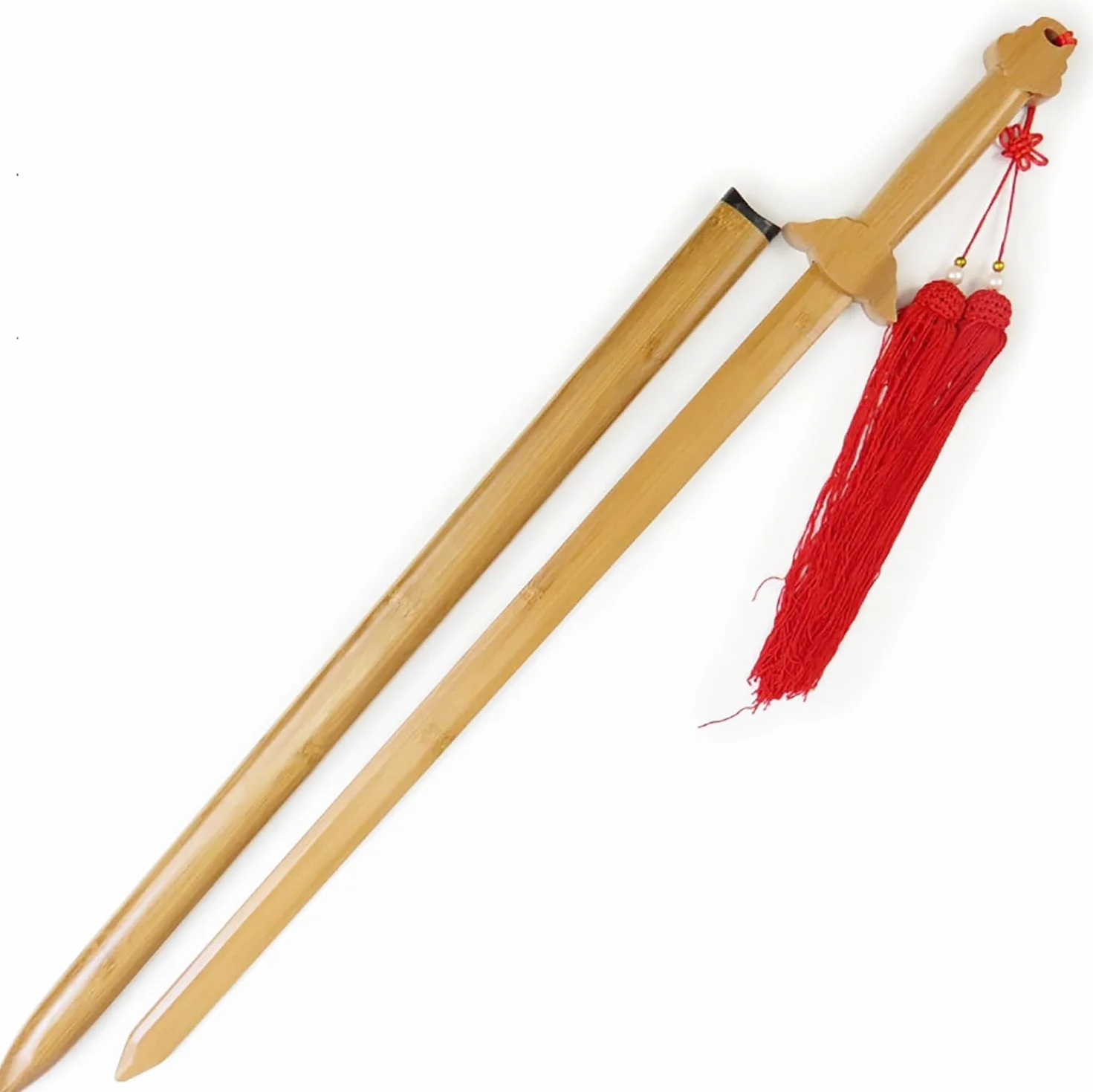 Miecz Tai Chi z bambusu 96cm naturalny drewniany z pochwą trening sztuk walki
