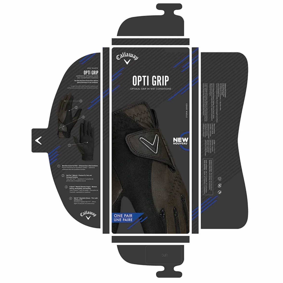 CALLAWAY Rękawice męskie Opti Grip Czarne S (2 sztuki)