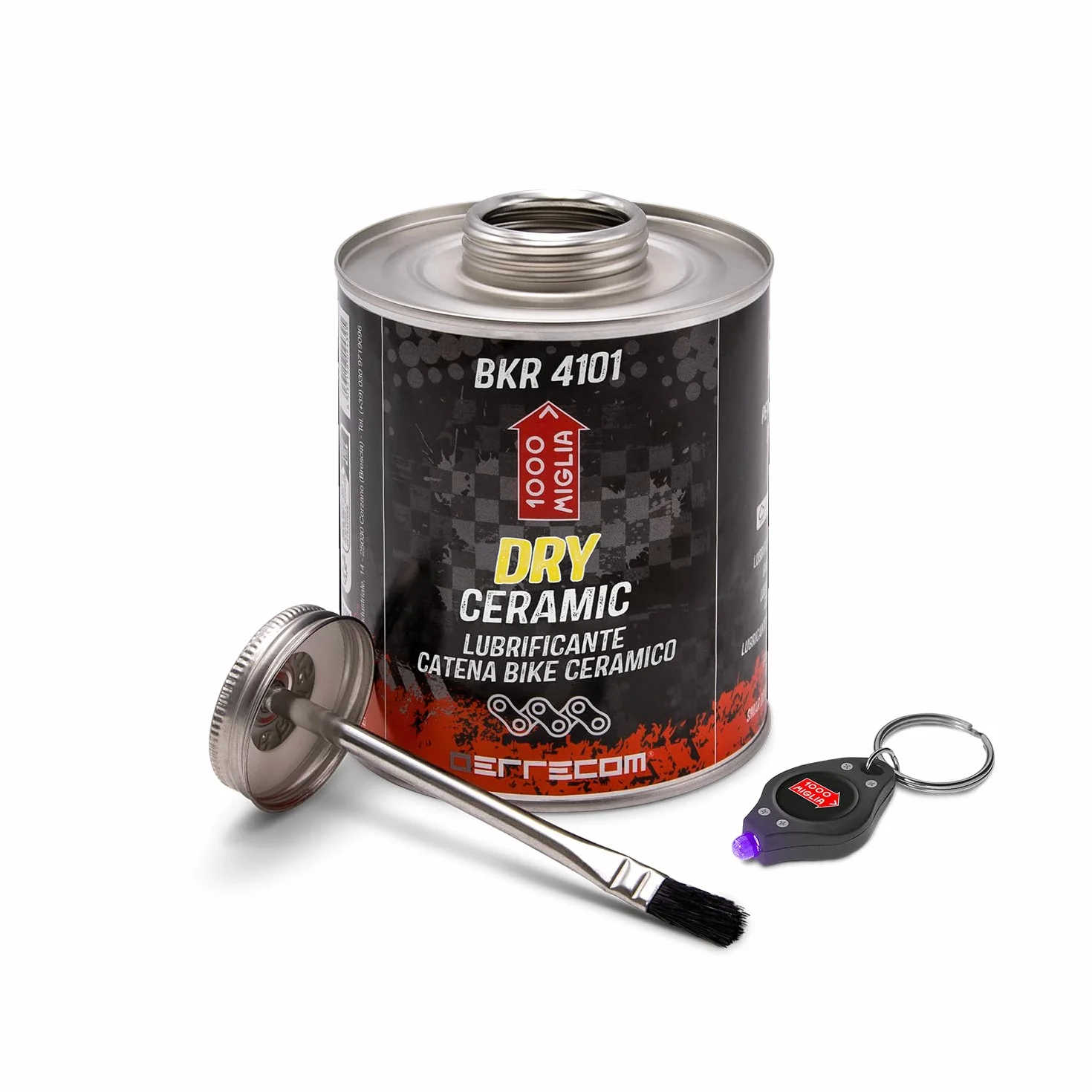 1000 Miglia BKR 4101 CERAMICZNY Smar do Łańcucha Rowerowego DRY - 900 ml, Na Sucho, Fluorescencyjny i Zapachowy, Pojemnik All-In-One, Pędzelek w zestawie